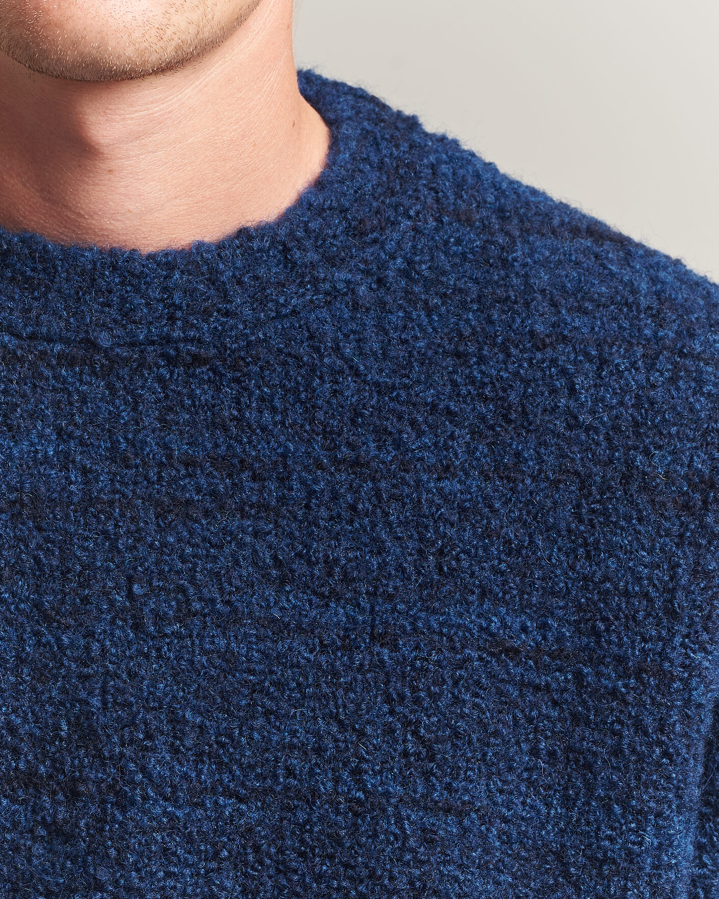 Hombres | Jerséis y prendas de punto | Nudie Jeans | Gurra Bouclé Knitted Sweater Blue Multi