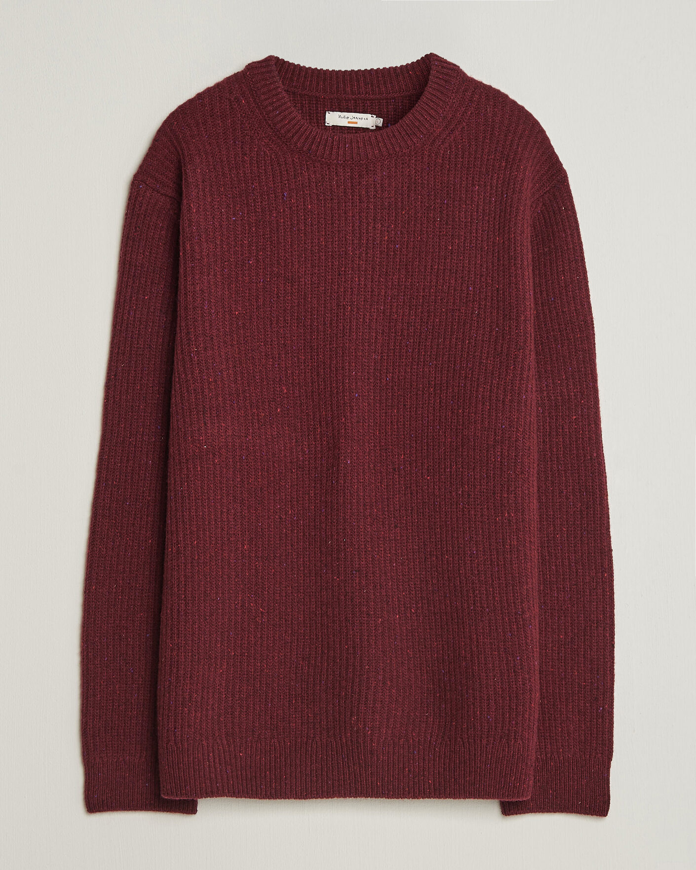 Hombres | Jerséis y prendas de punto | Nudie Jeans | August Wool Rib Knitted Sweater Burgundy