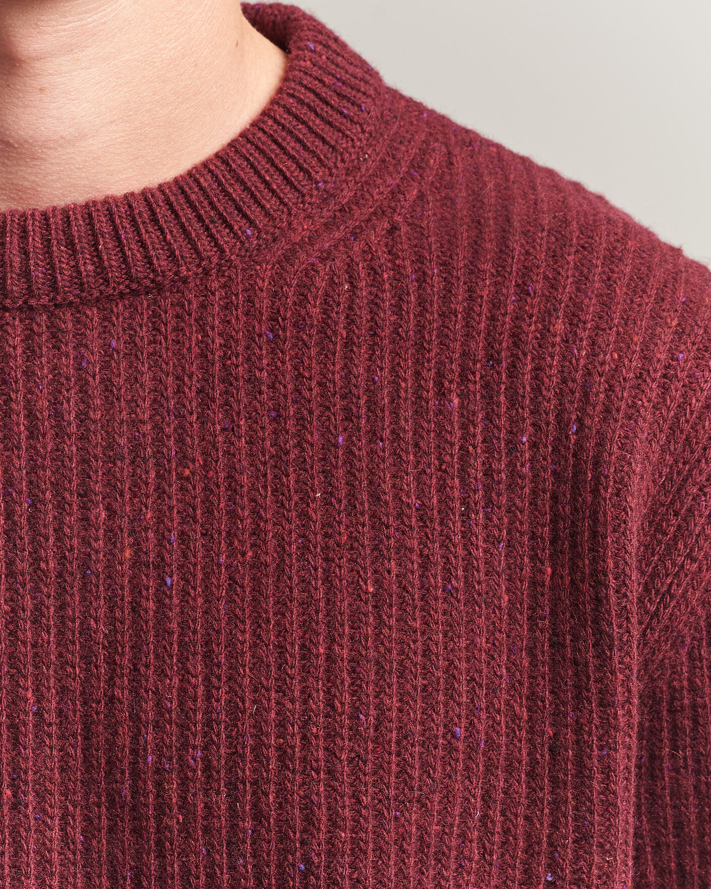 Hombres | Jerséis y prendas de punto | Nudie Jeans | August Wool Rib Knitted Sweater Burgundy