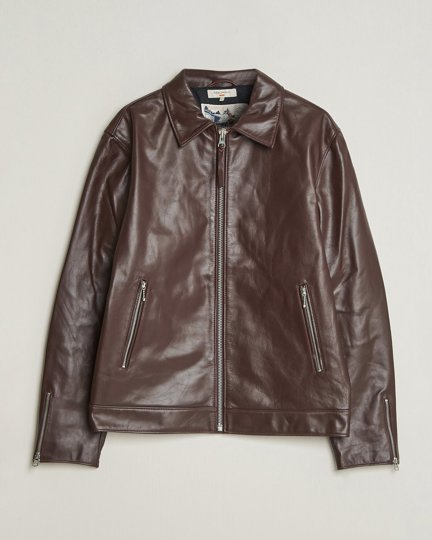 Hombres | Abrigos y chaquetas | Nudie Jeans | Eddy Rider Leather Jacket Burgundy Brown