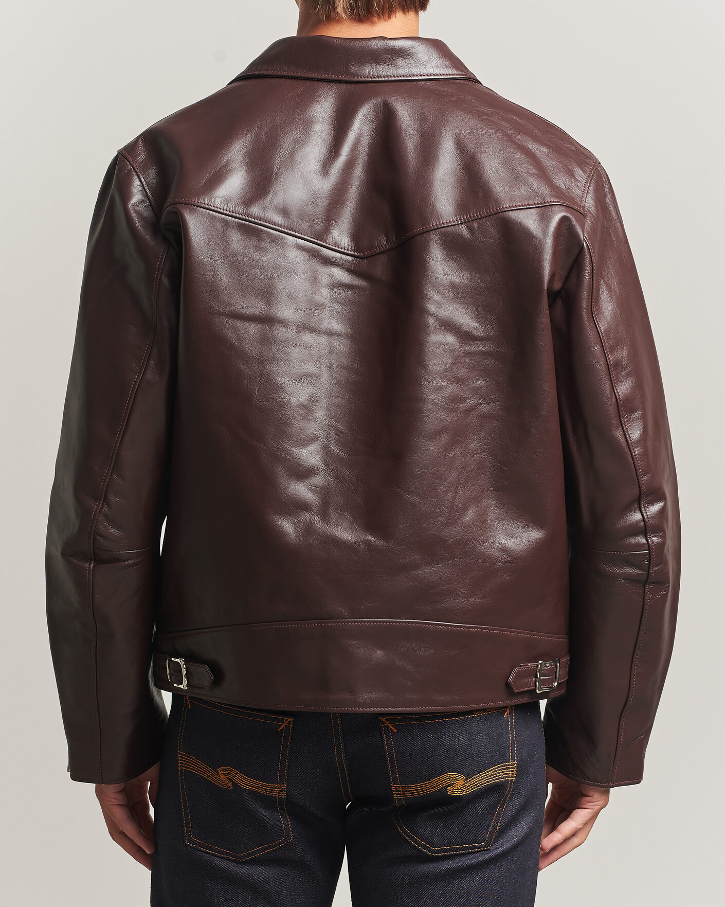 Hombres | Abrigos y chaquetas | Nudie Jeans | Eddy Rider Leather Jacket Burgundy Brown