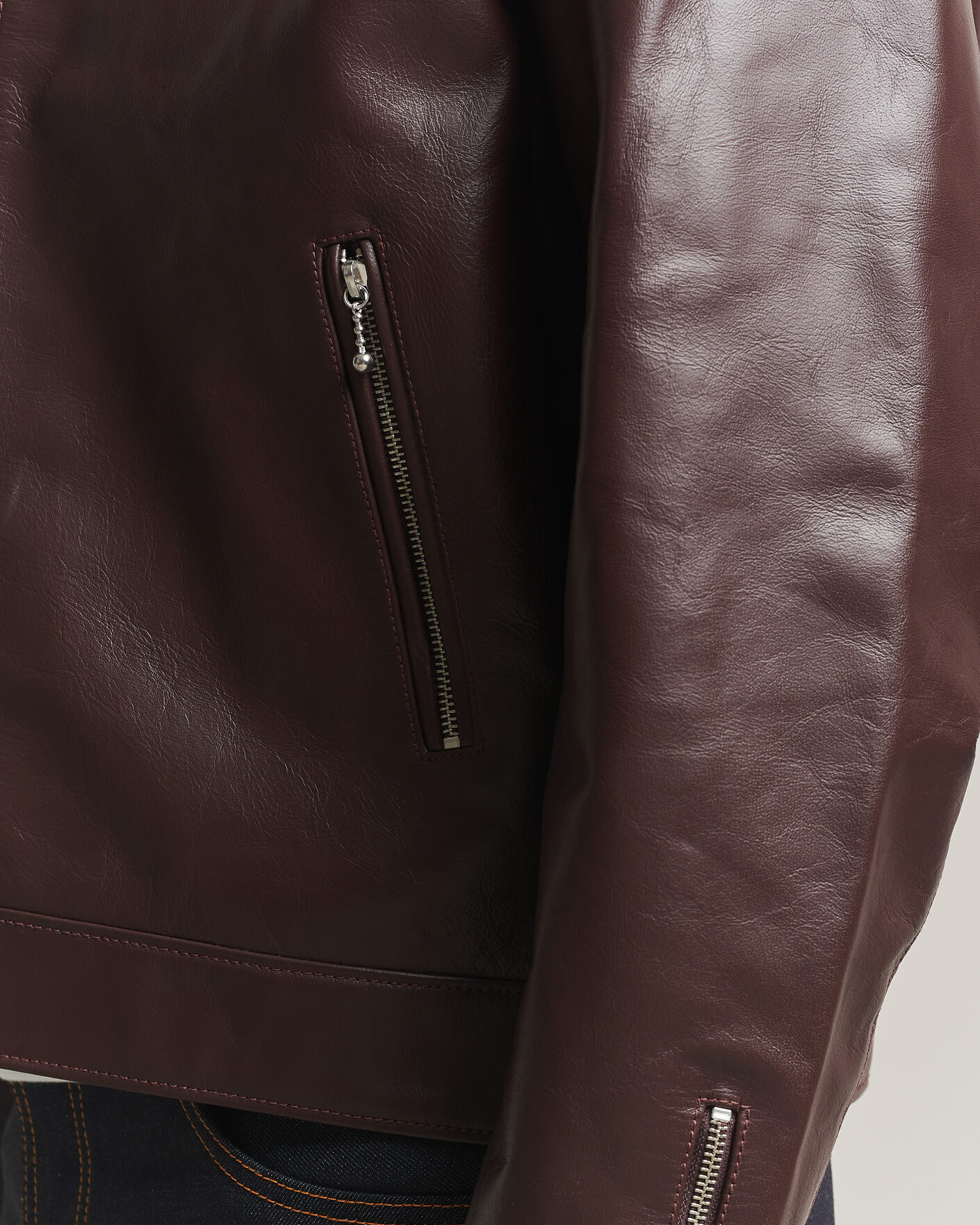 Hombres | Abrigos y chaquetas | Nudie Jeans | Eddy Rider Leather Jacket Burgundy Brown