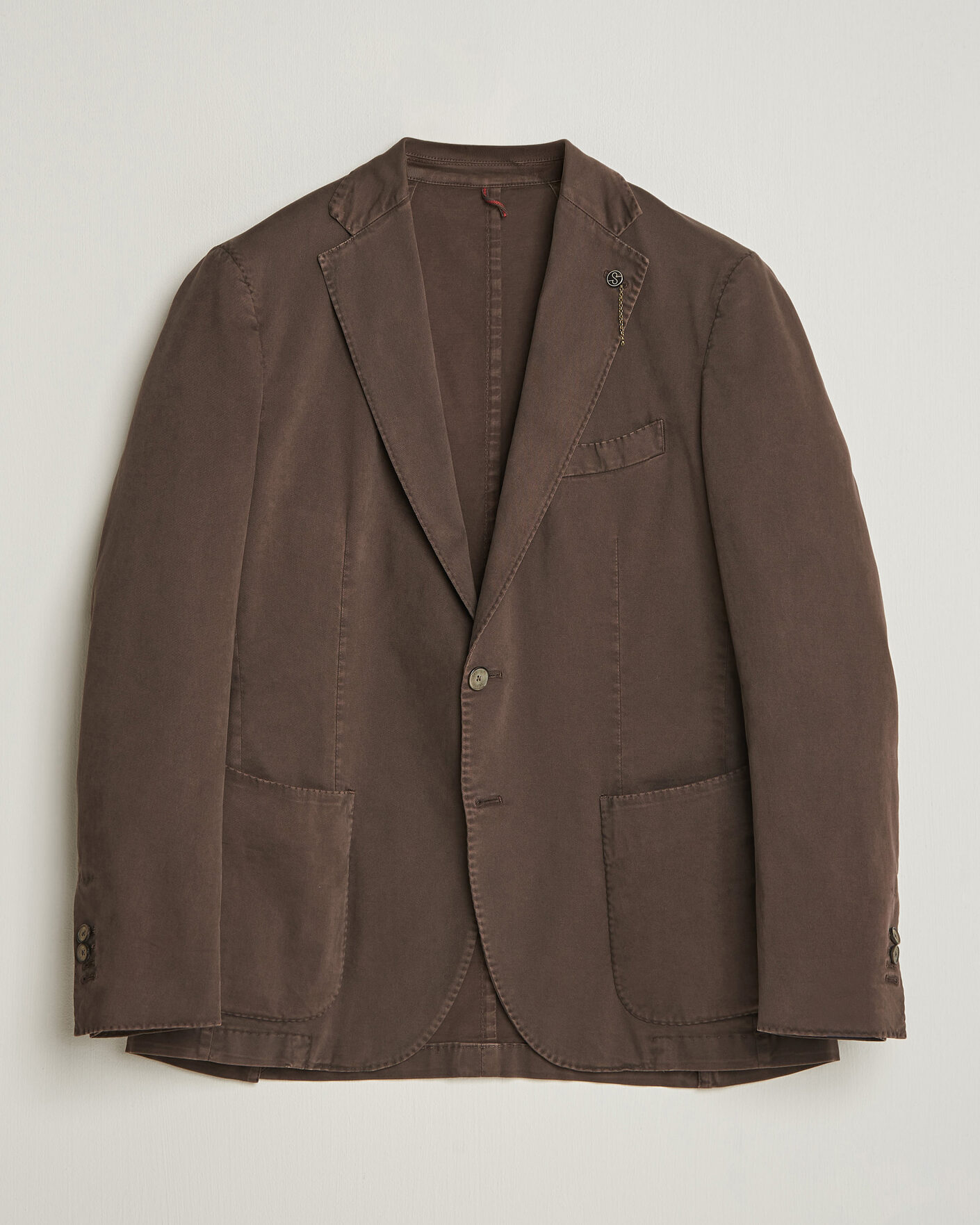 Hombres | Blazers | Santaniello | Washed Cotton Patch Pocket Blazer Brown