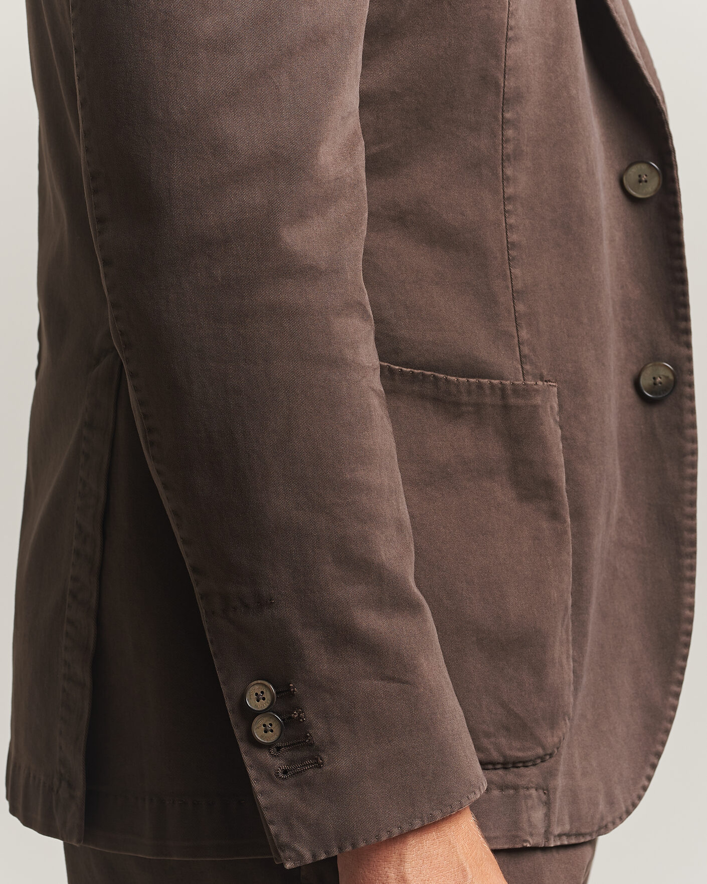 Hombres | Blazers | Santaniello | Washed Cotton Patch Pocket Blazer Brown