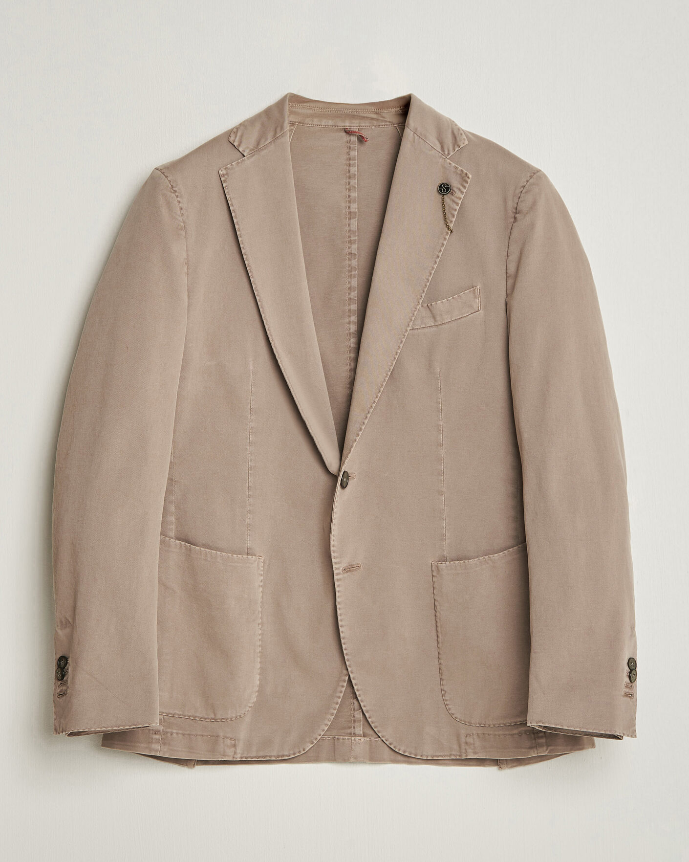 Hombres | Blazers | Santaniello | Washed Cotton Patch Pocket Blazer Taupe