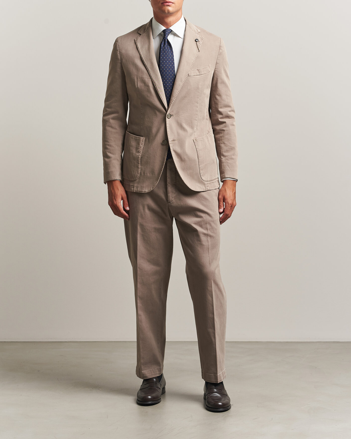 Hombres | Blazers | Santaniello | Washed Cotton Patch Pocket Blazer Taupe