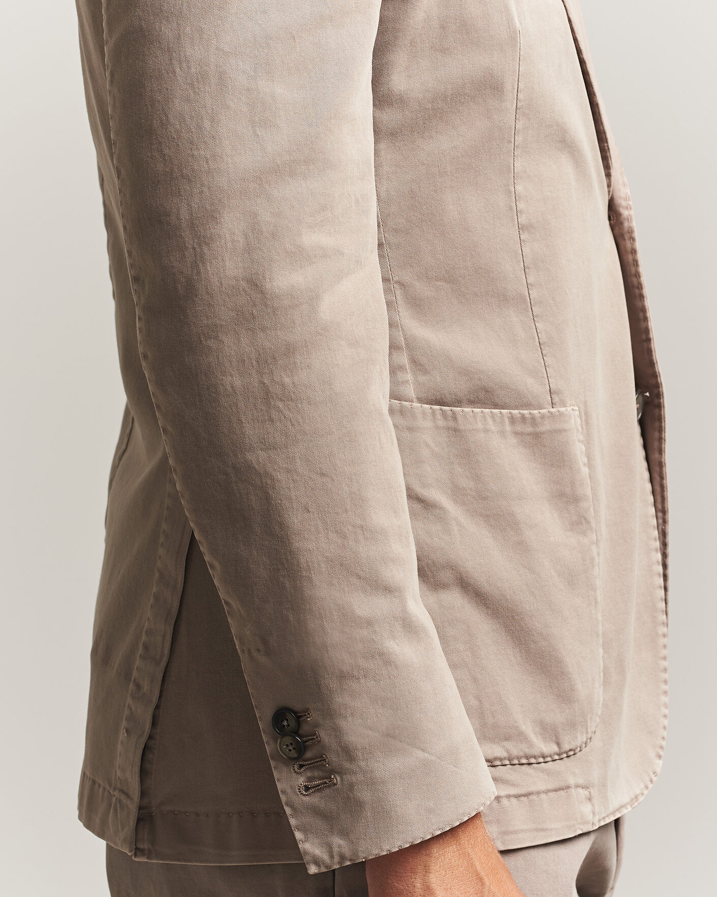 Hombres | Blazers | Santaniello | Washed Cotton Patch Pocket Blazer Taupe