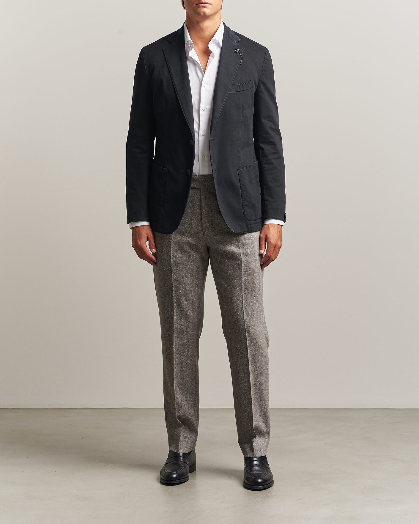 Hombres | Blazers | Santaniello | Washed Cotton Patch Pocket Blazer Black