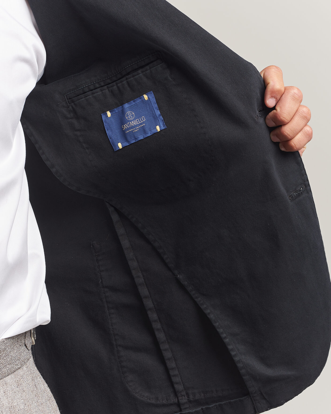 Hombres | Blazers | Santaniello | Washed Cotton Patch Pocket Blazer Black