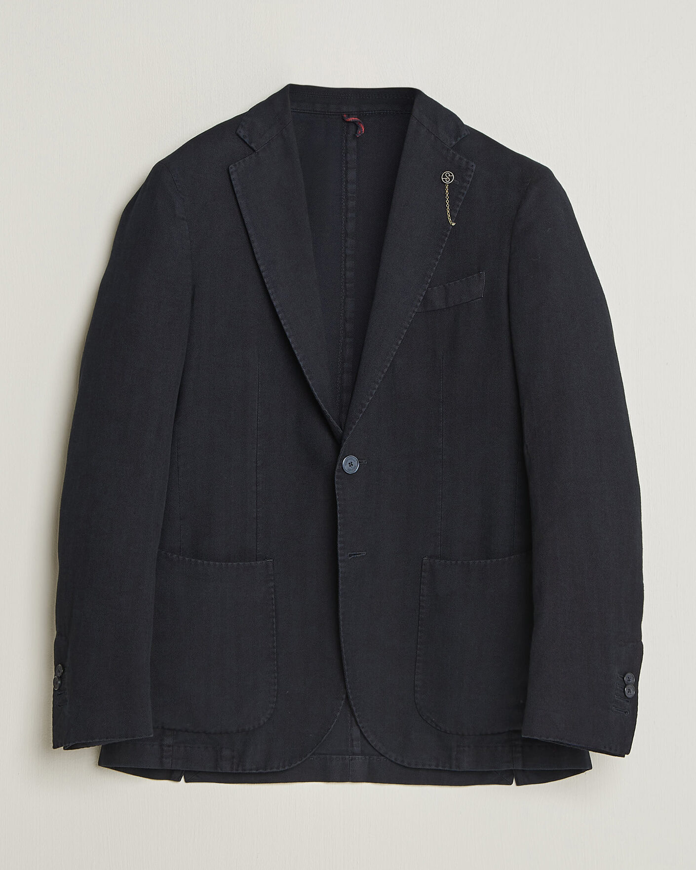 Hombres | Blazers | Santaniello | Soft Touch Cotton Herringbone Blazer Navy