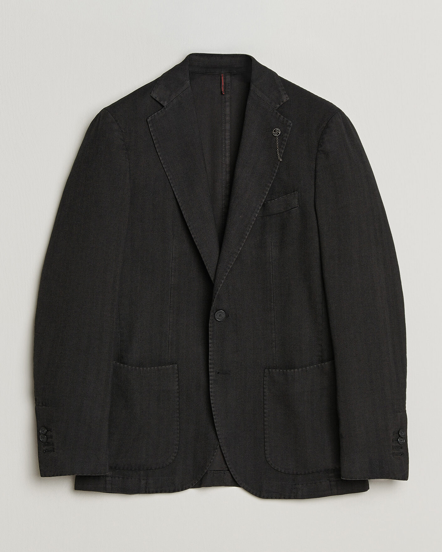 Hombres | Blazers | Santaniello | Soft Touch Cotton Herringbone Blazer Black