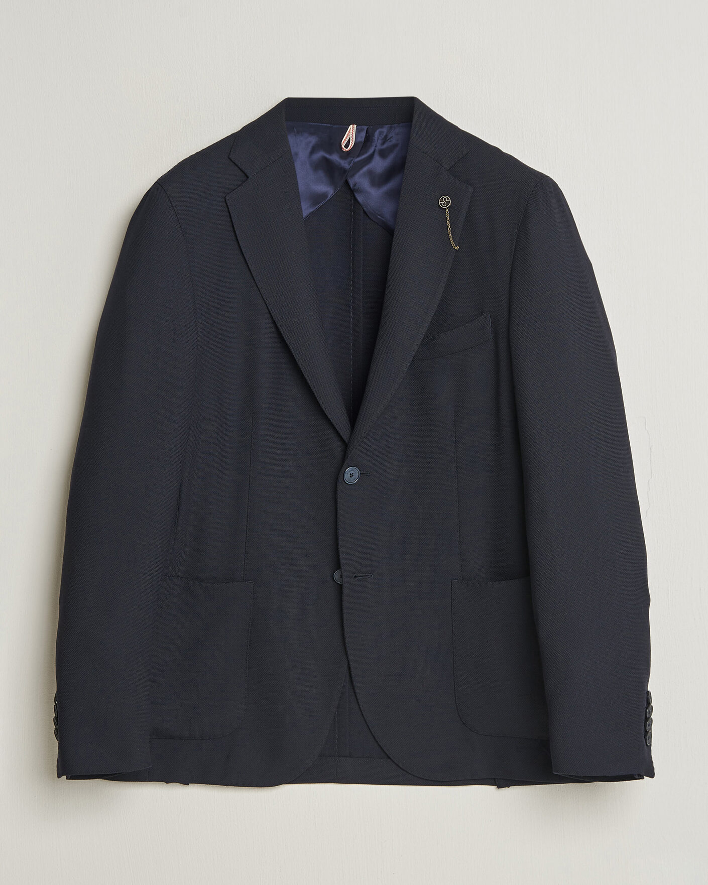 Hombres | Blazers | Santaniello | Wool Mini Hopsack Blazer Navy