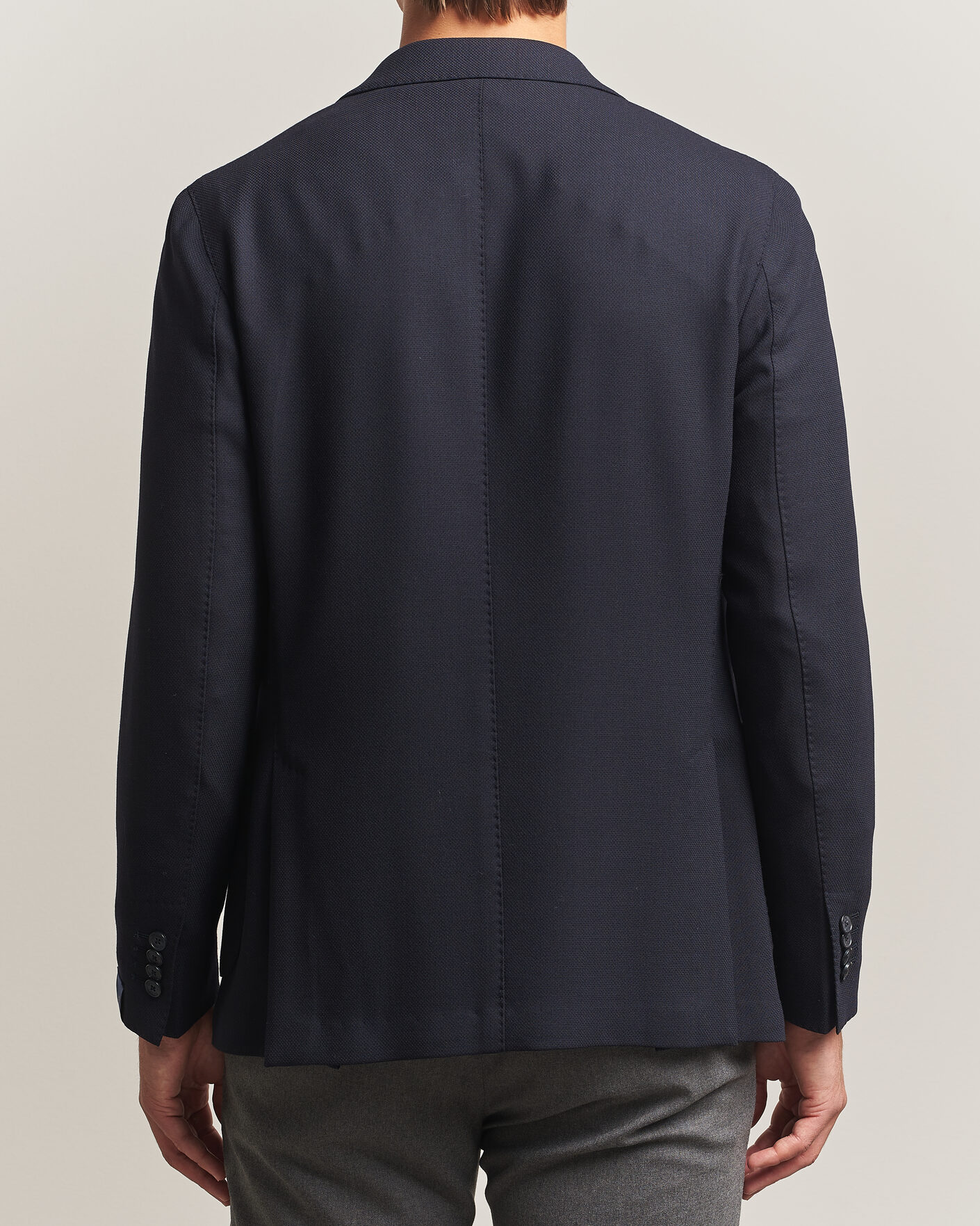 Hombres | Blazers | Santaniello | Wool Mini Hopsack Blazer Navy