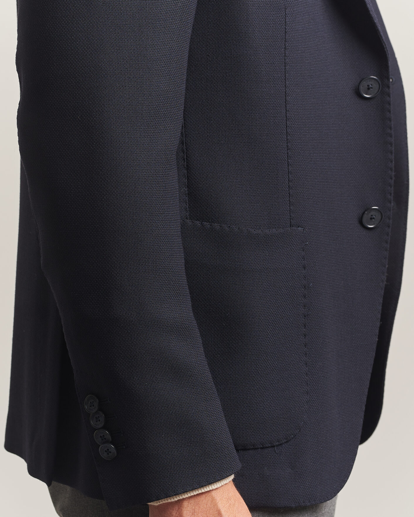 Hombres | Blazers | Santaniello | Wool Mini Hopsack Blazer Navy