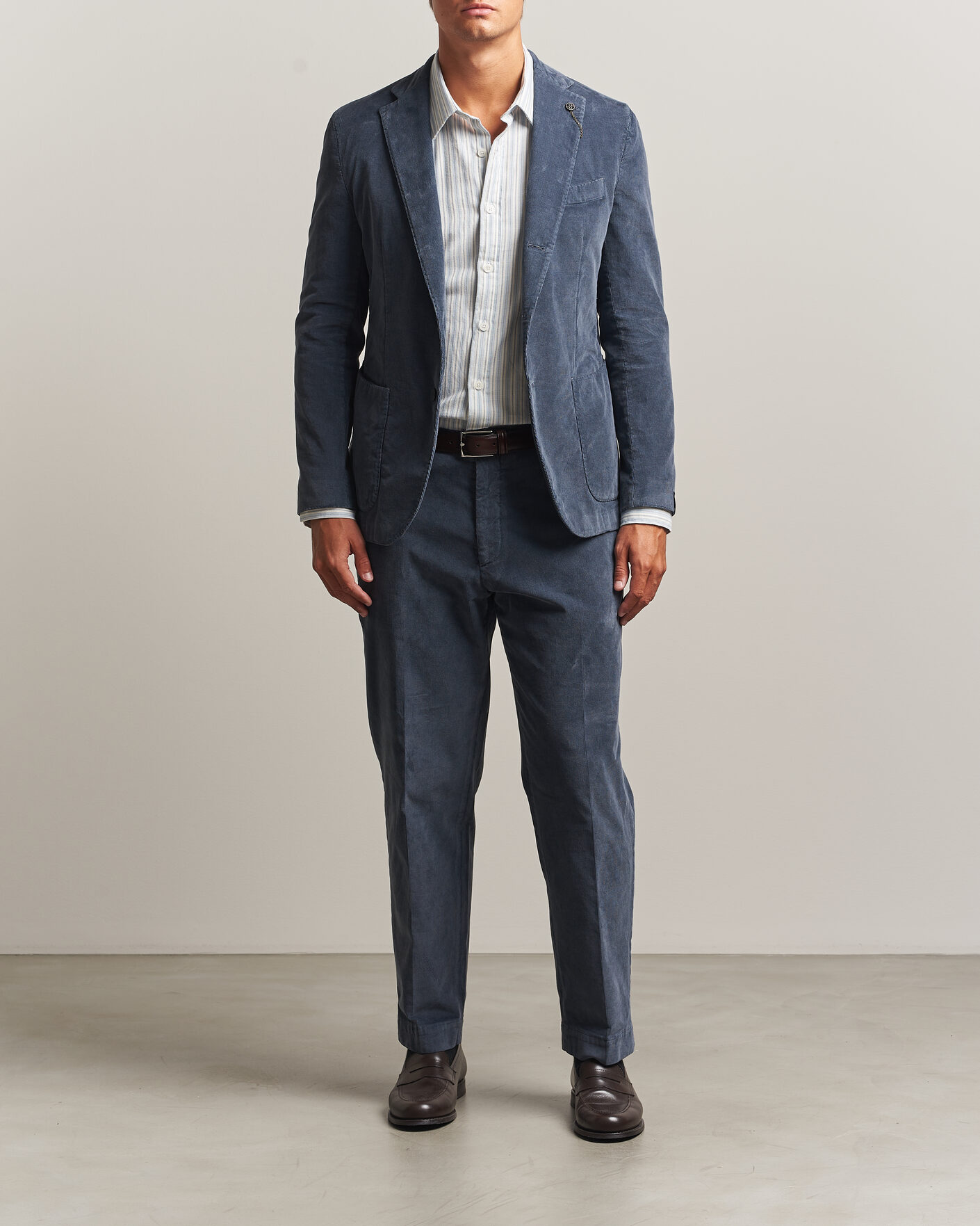Hombres | Blazers | Santaniello | Corduroy Patch Pocket Blazer Iron Blue