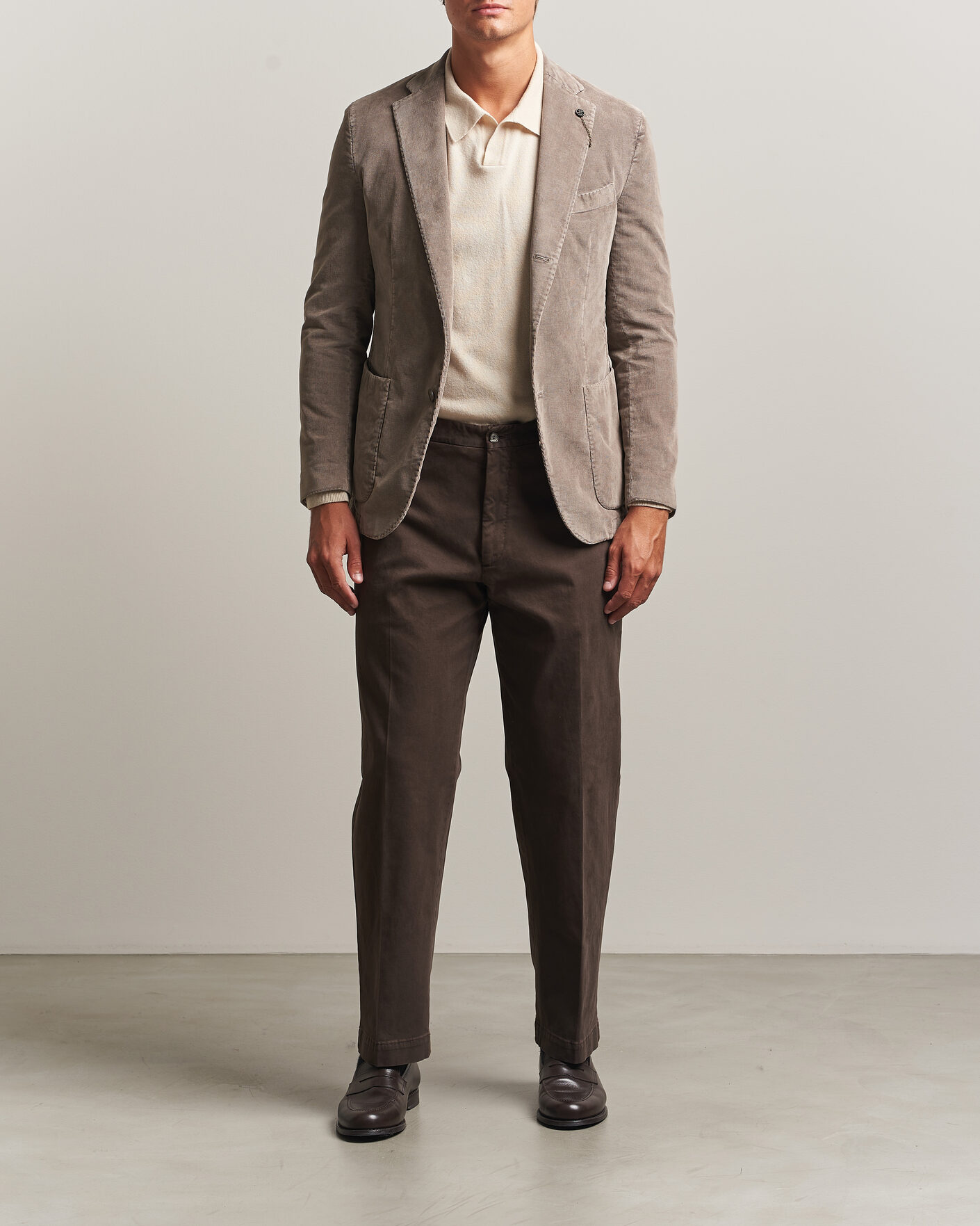 Hombres | Blazers | Santaniello | Corduroy Patch Pocket Blazer Taupe
