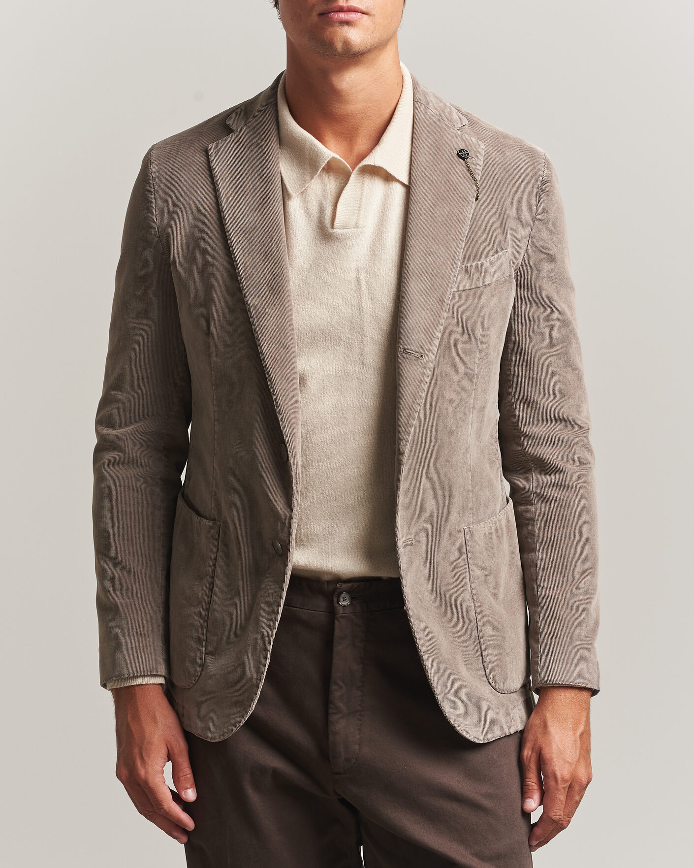 Hombres | Blazers | Santaniello | Corduroy Patch Pocket Blazer Taupe