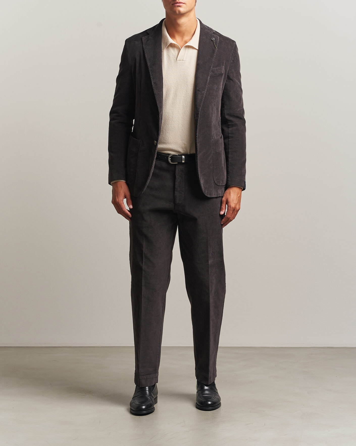 Hombres | Blazers | Santaniello | Corduroy Patch Pocket Blazer Dark Grey