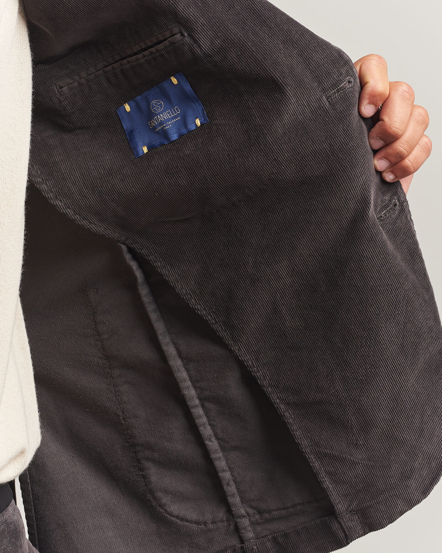 Hombres | Blazers | Santaniello | Corduroy Patch Pocket Blazer Dark Grey