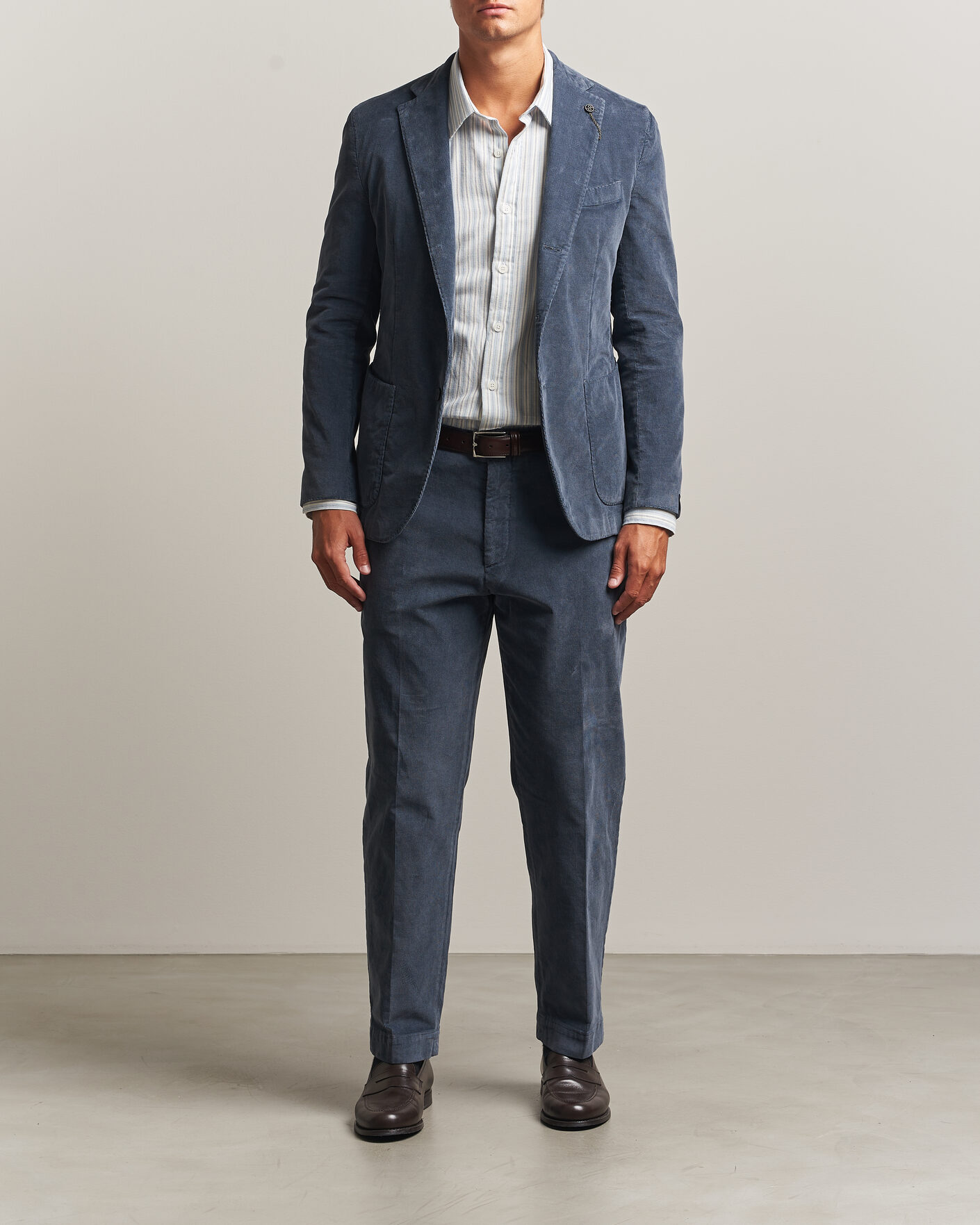 Hombres | Pantalones | Santaniello | Corduroy Trousers Iron Blue