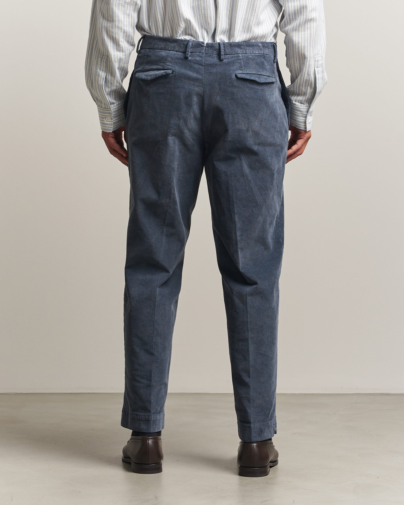 Hombres | Pantalones | Santaniello | Corduroy Trousers Iron Blue