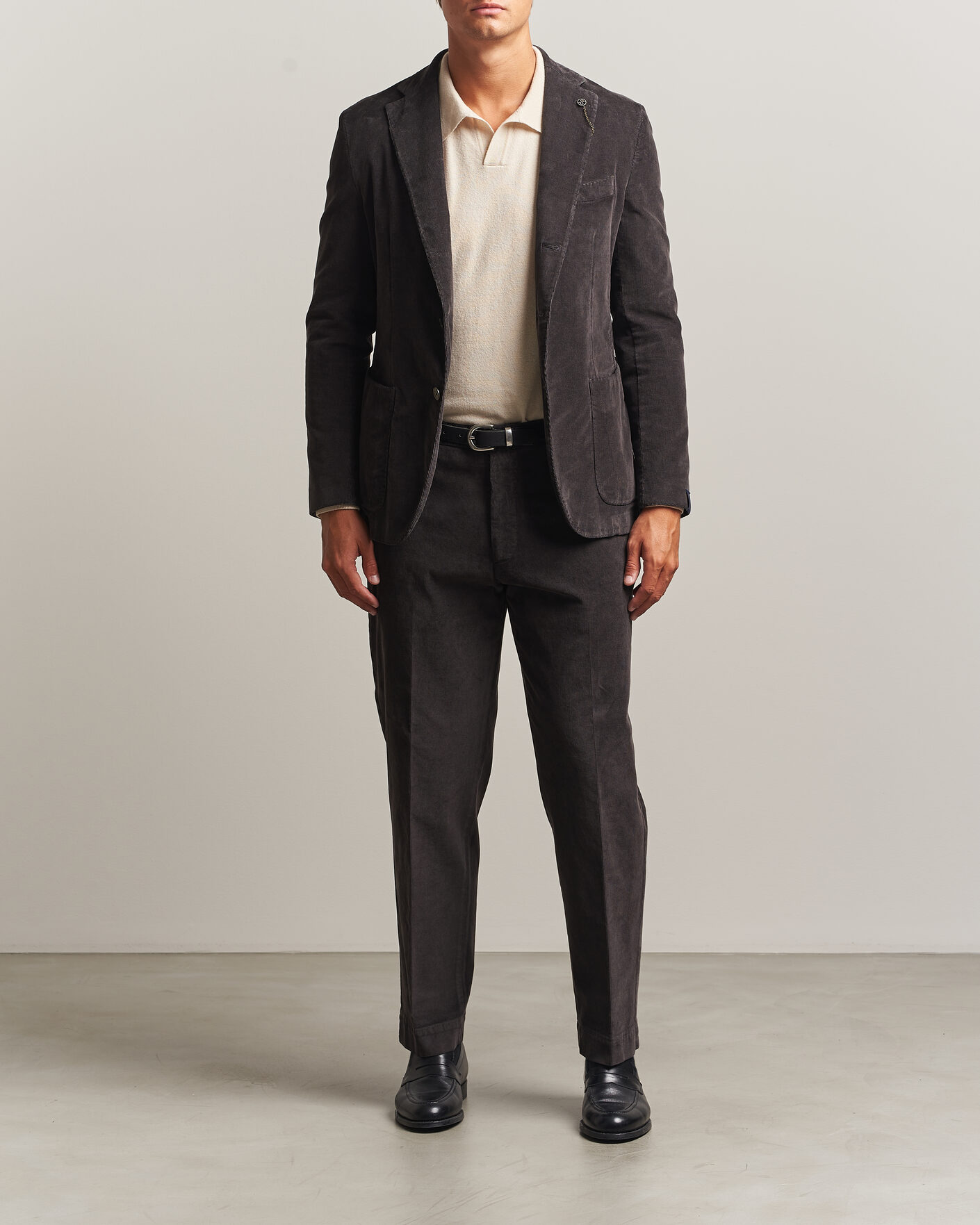 Hombres | Pantalones | Santaniello | Corduroy Trousers Dark Grey