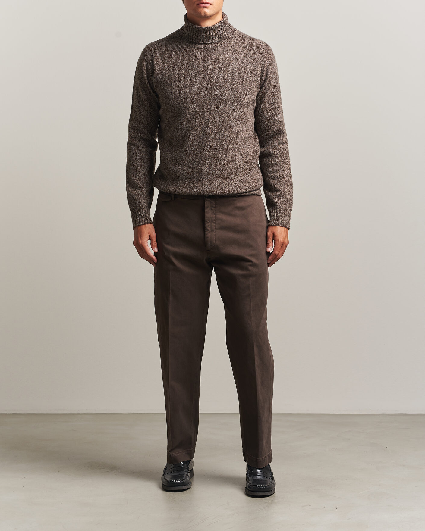 Hombres | Pantalones | Santaniello | Washed Cotton Trousers Brown