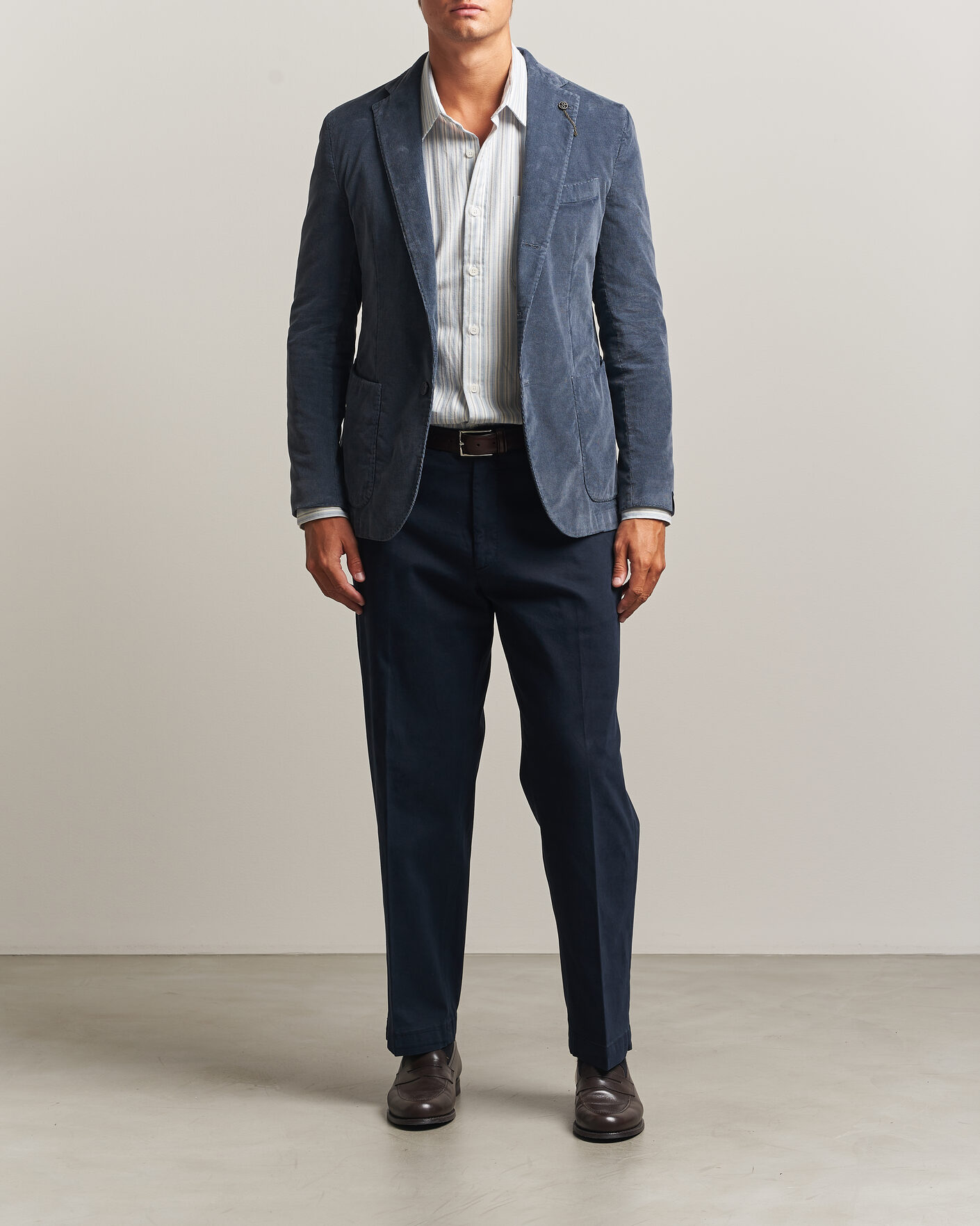 Hombres | Pantalones | Santaniello | Washed Cotton Trousers Navy