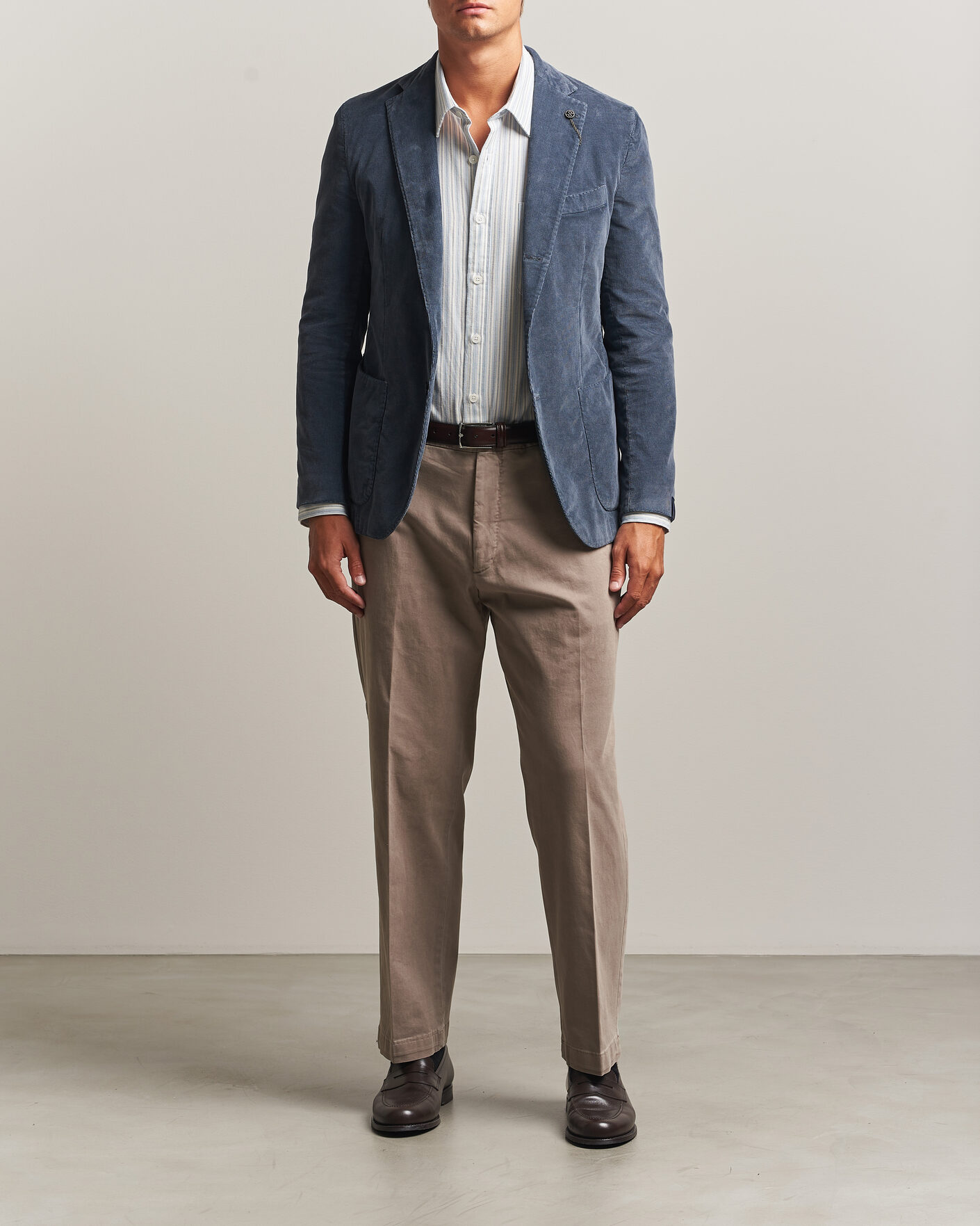 Hombres | Pantalones | Santaniello | Washed Cotton Trousers Taupe