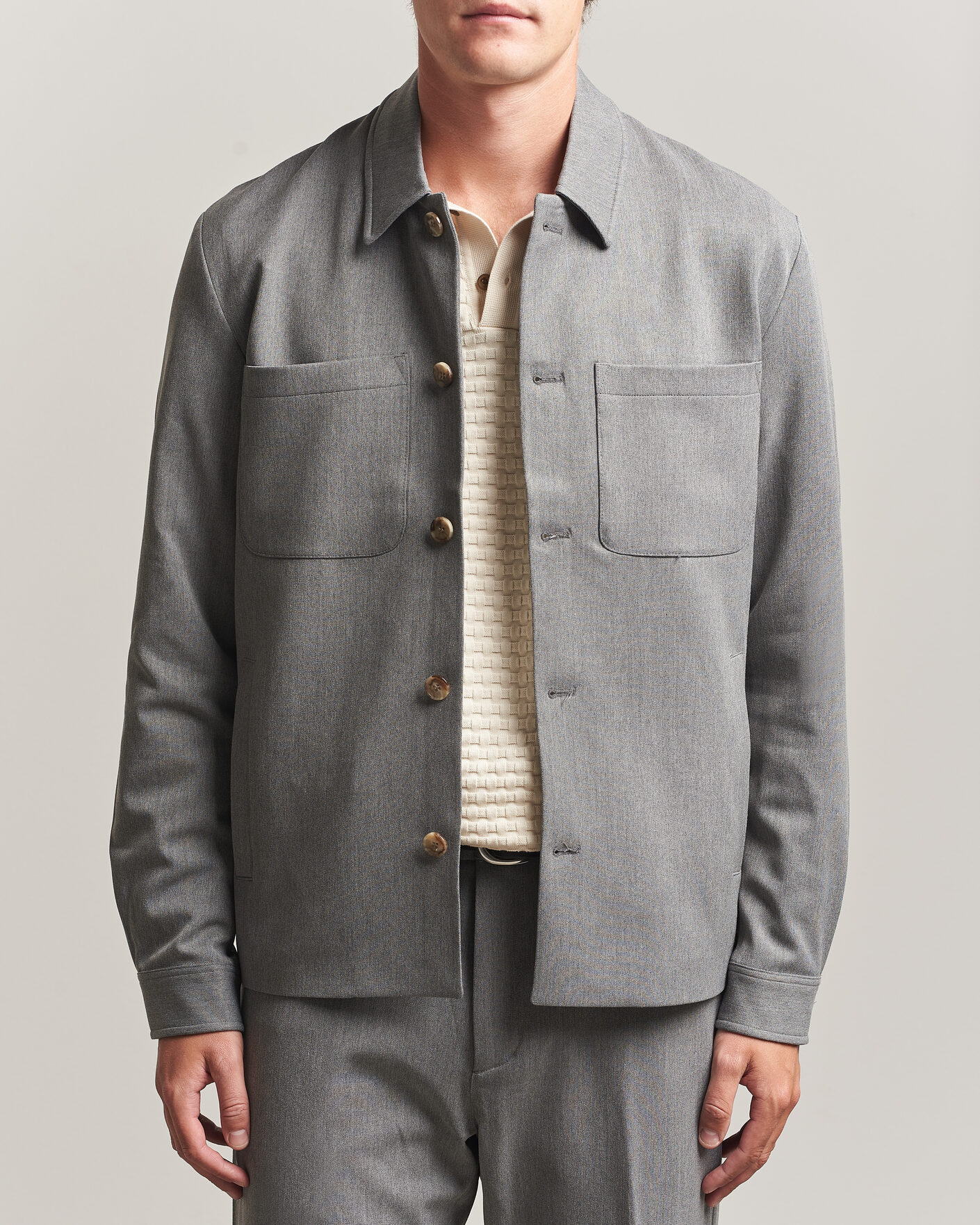 Hombres | Camisas | LES DEUX | Marsielle Hybrid Jacket Grey Melange