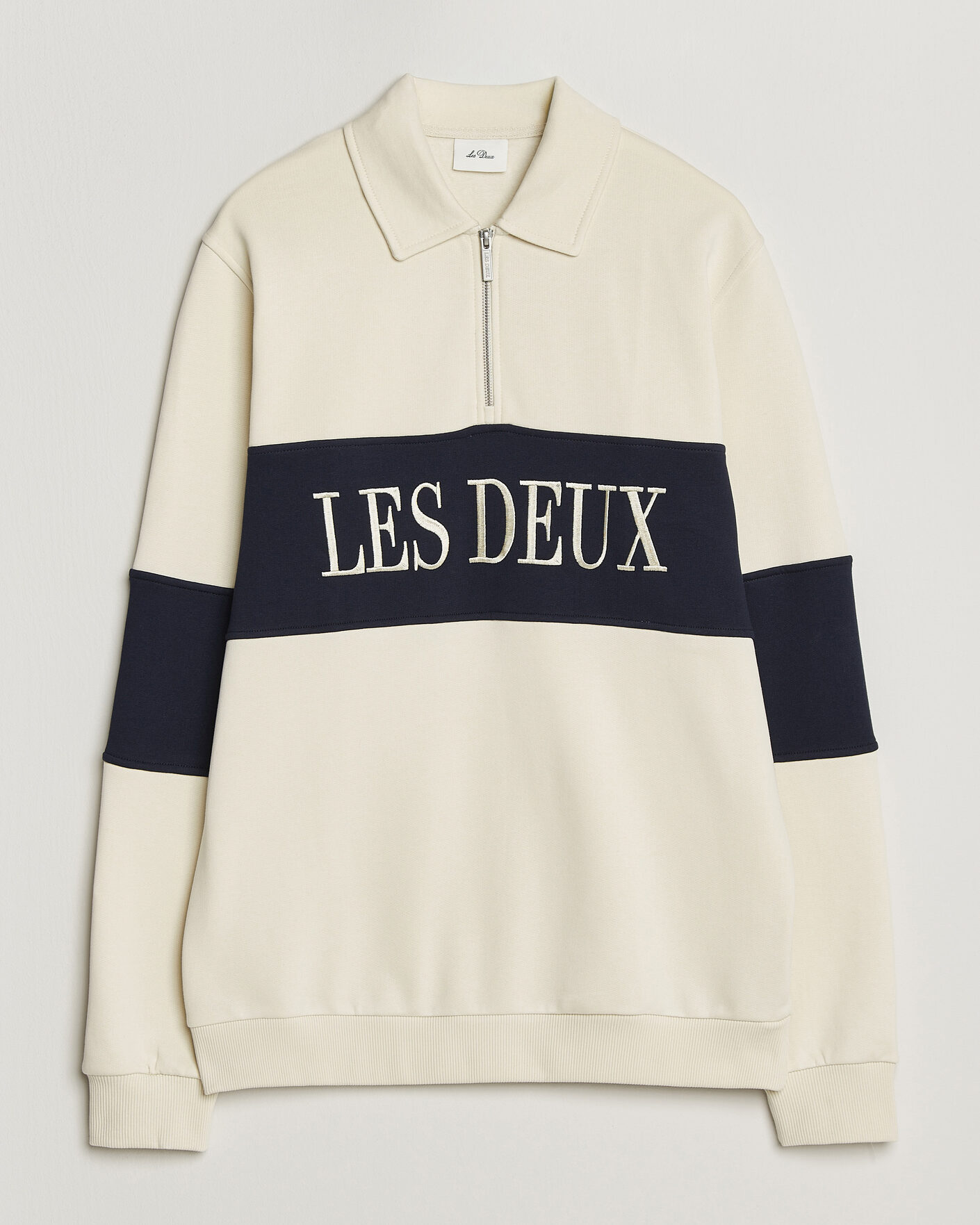 Hombres | Jerséis y prendas de punto | LES DEUX | Zipper Rugby Sweatshirt Ivory
