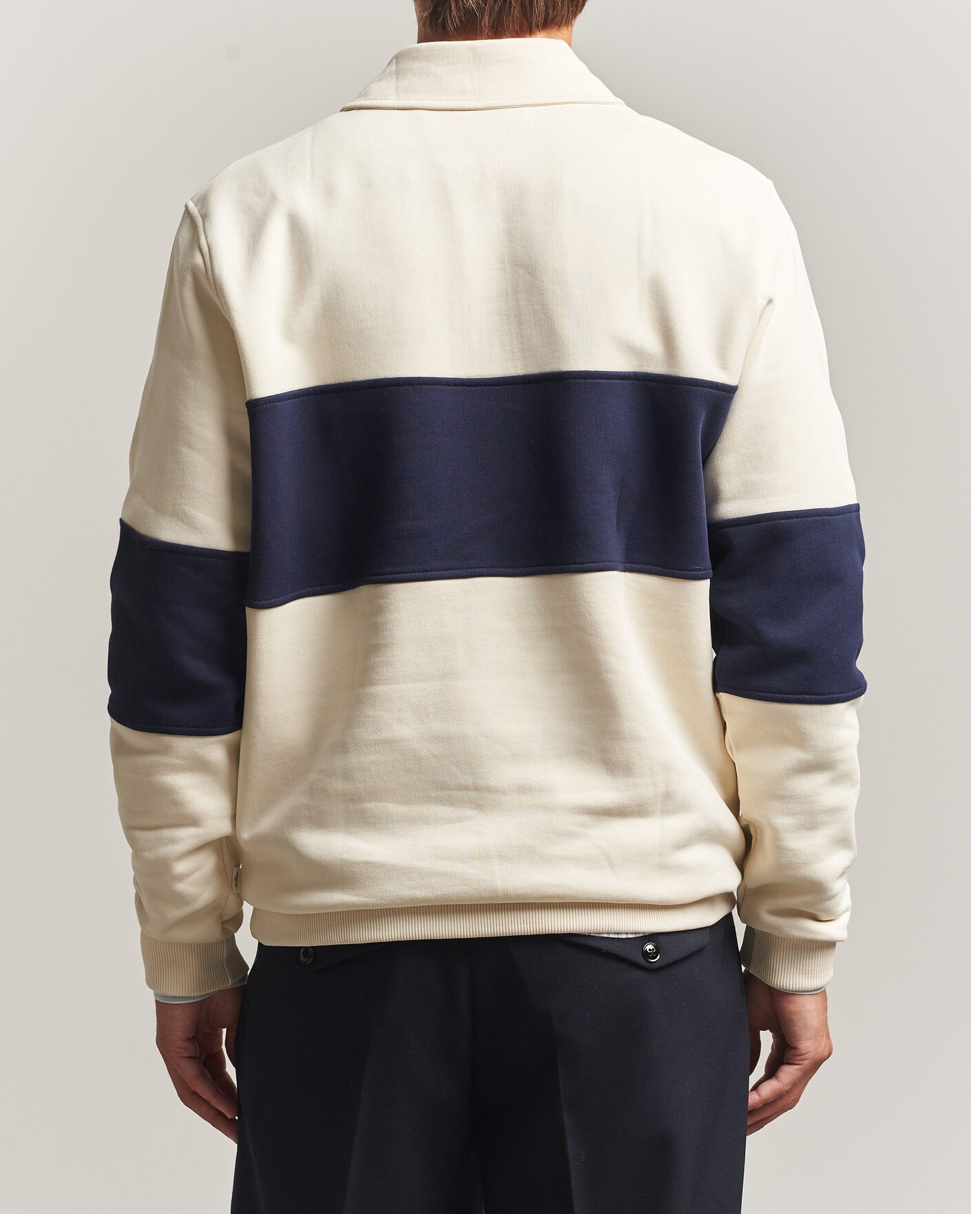 Hombres | Jerséis y prendas de punto | LES DEUX | Zipper Rugby Sweatshirt Ivory