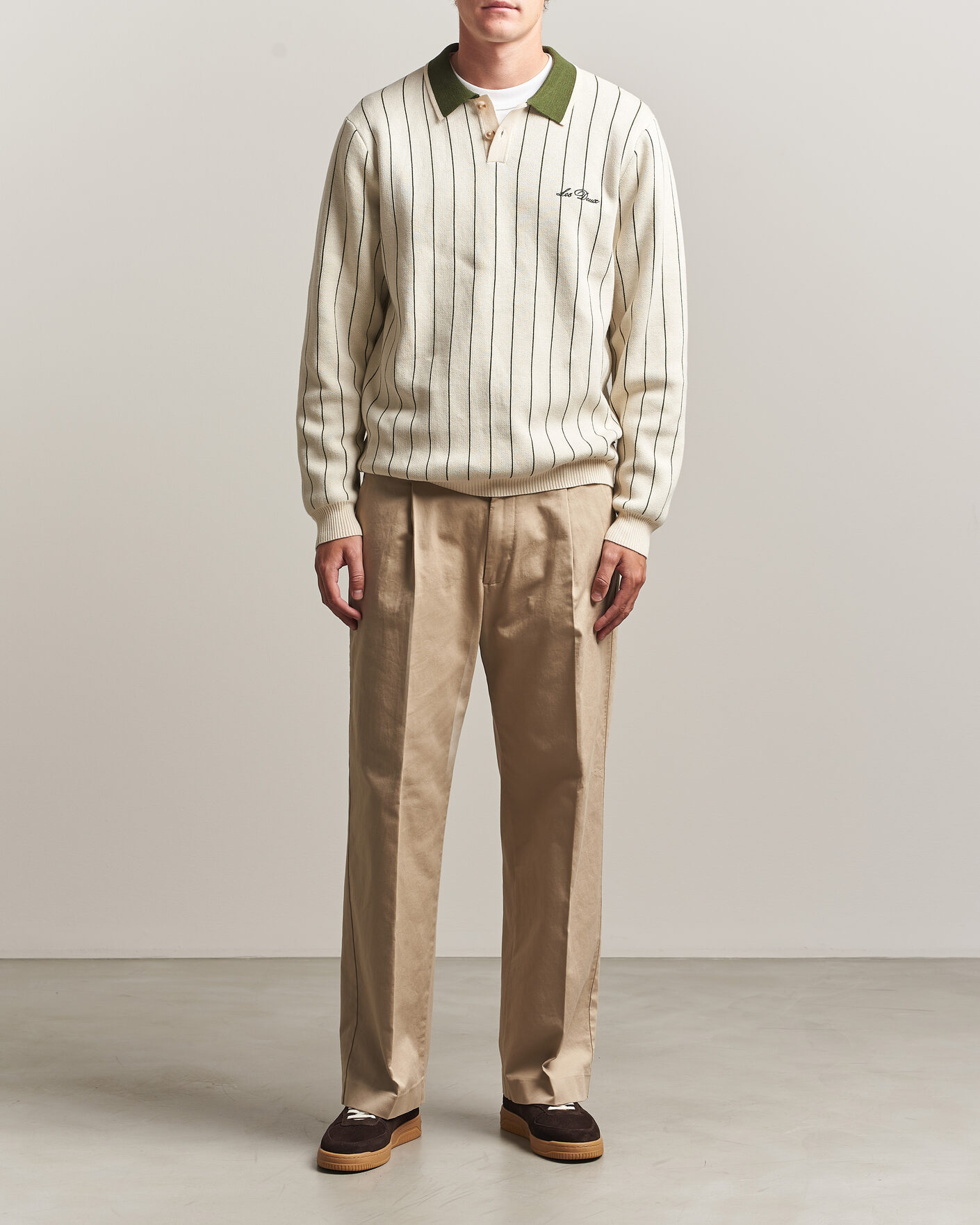 Hombres | Jerséis y prendas de punto | LES DEUX | Signature Knitted Long Sleeve Polo Ivory