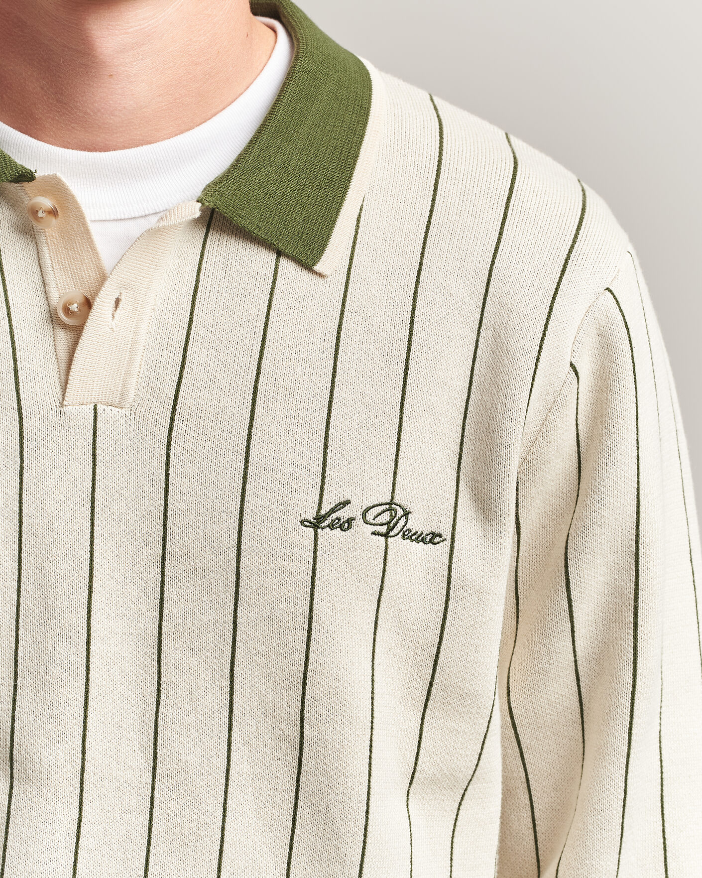 Hombres | Jerséis y prendas de punto | LES DEUX | Signature Knitted Long Sleeve Polo Ivory
