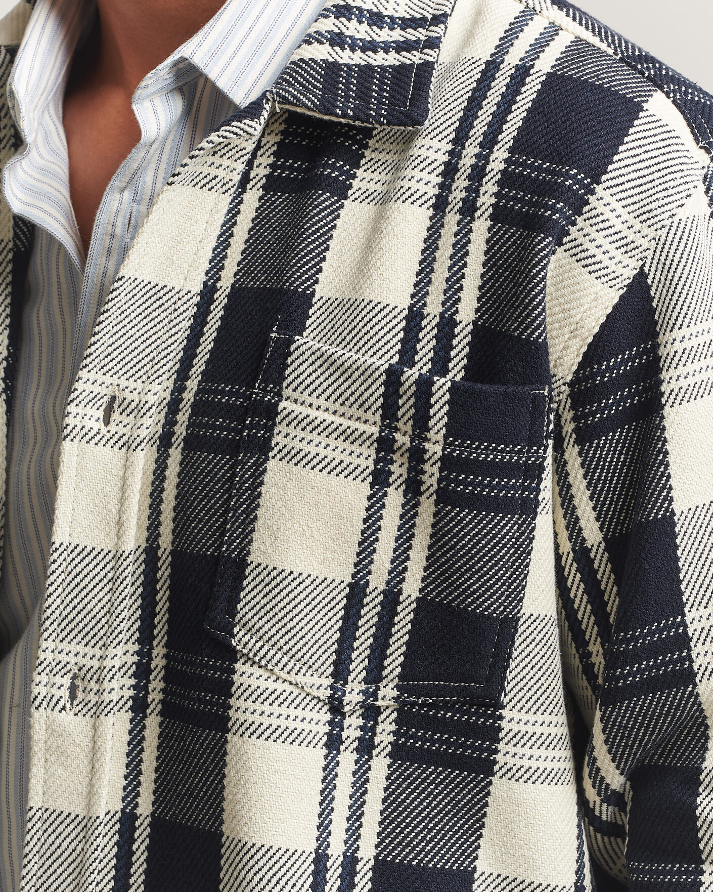 Hombres | Camisas | LES DEUX | Structured Check Overshirt Dark Navy