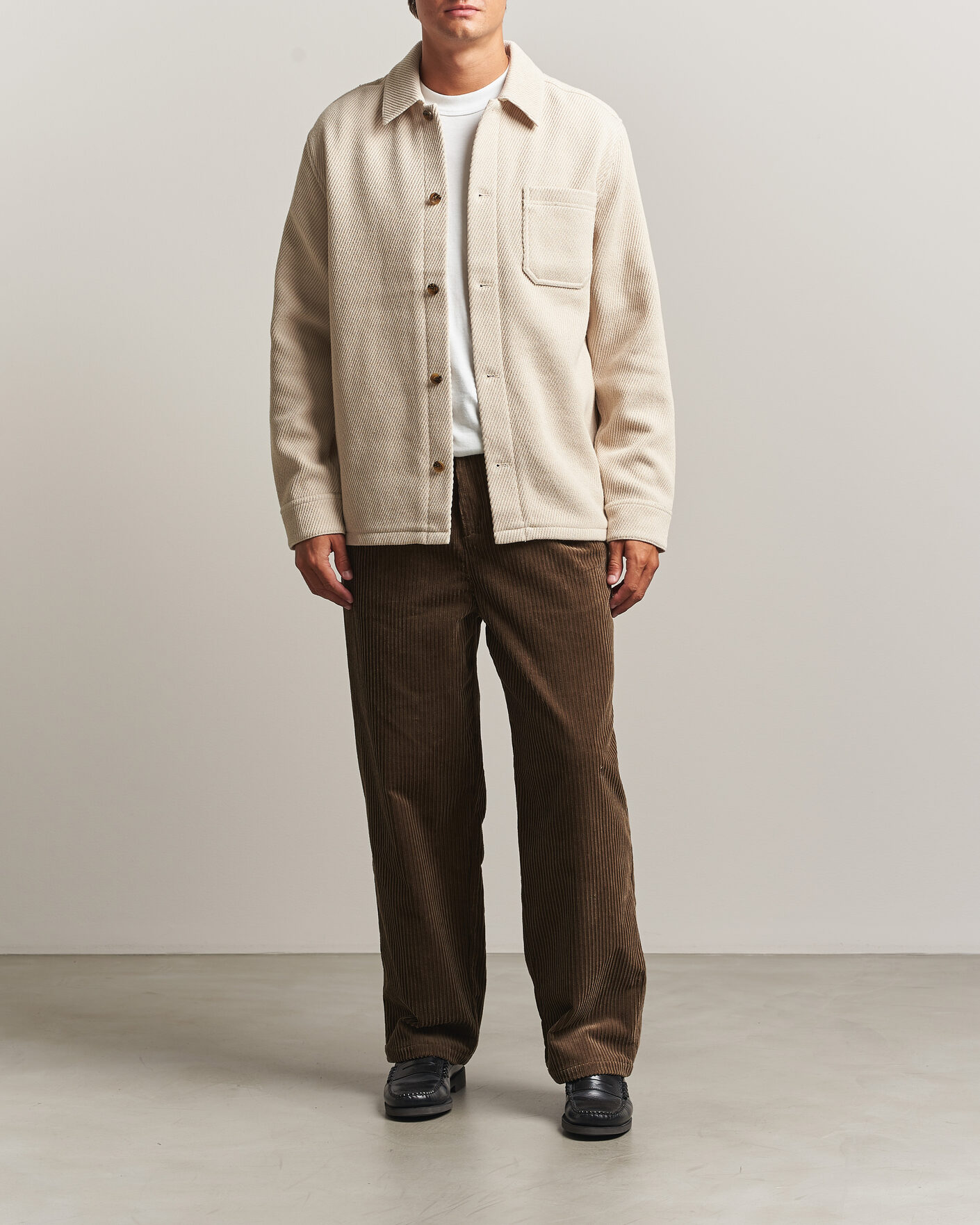 Hombres | Camisas | LES DEUX | Twill Wool Overshirt Ivory