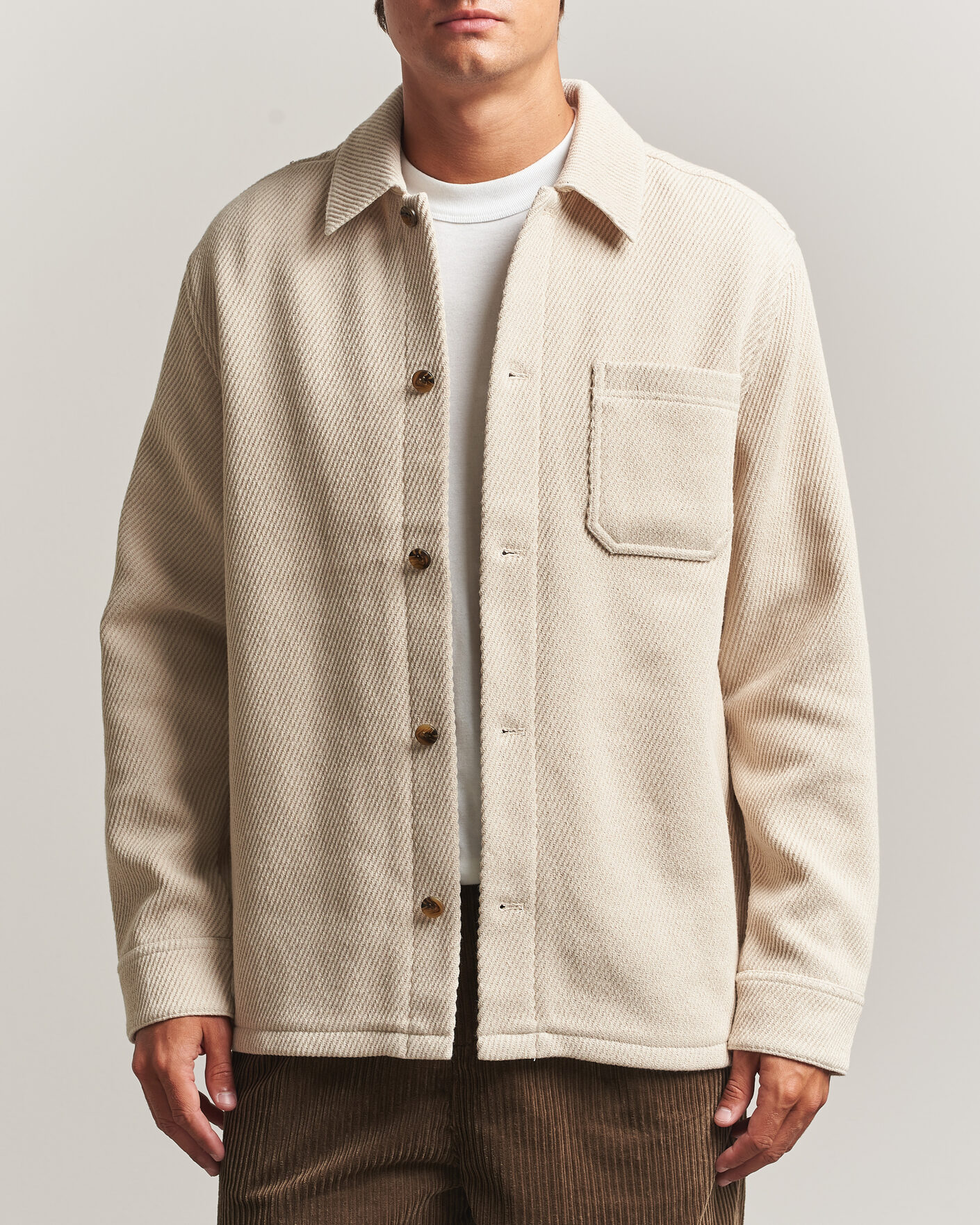 Hombres | Camisas | LES DEUX | Twill Wool Overshirt Ivory
