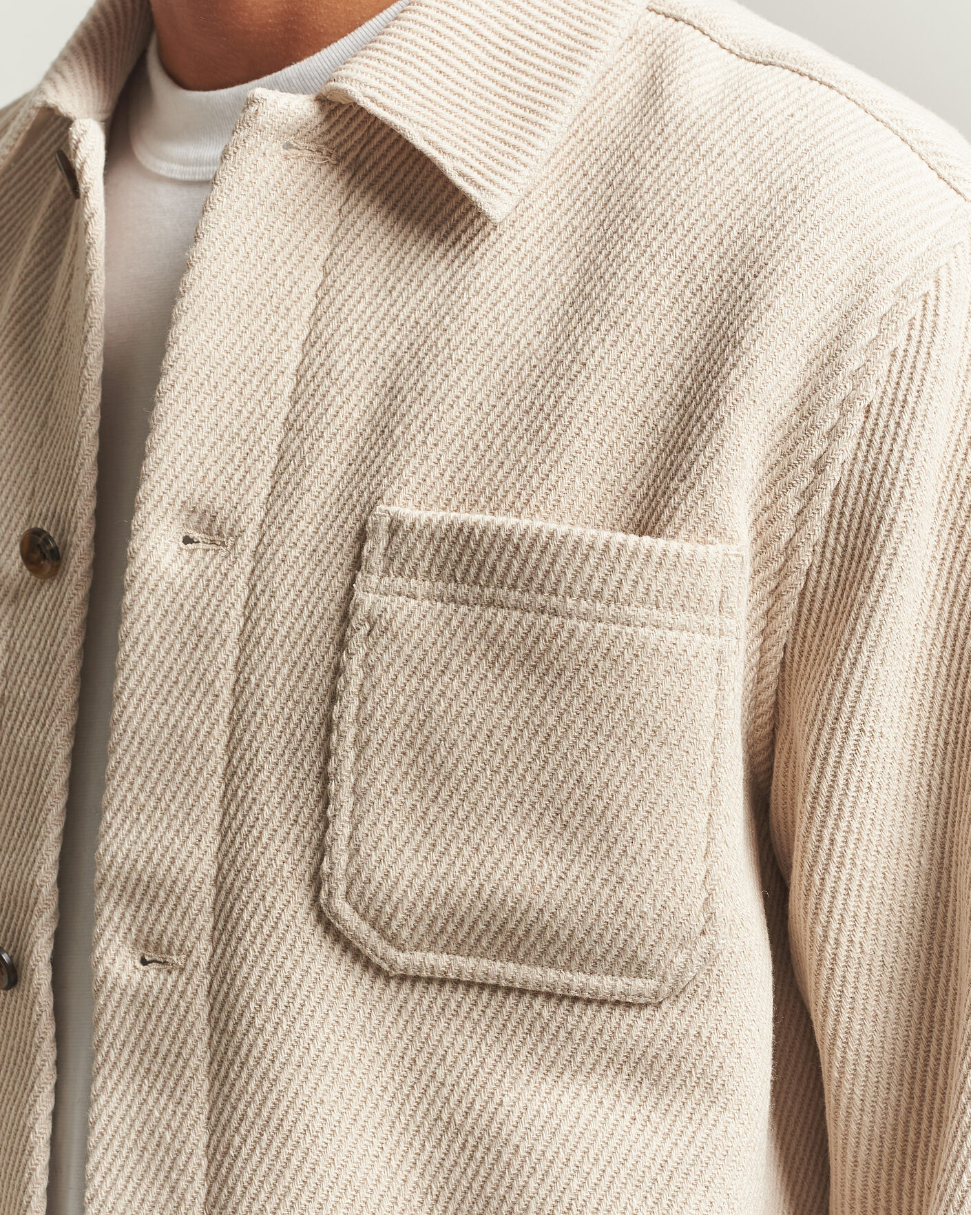 Hombres | Camisas | LES DEUX | Twill Wool Overshirt Ivory