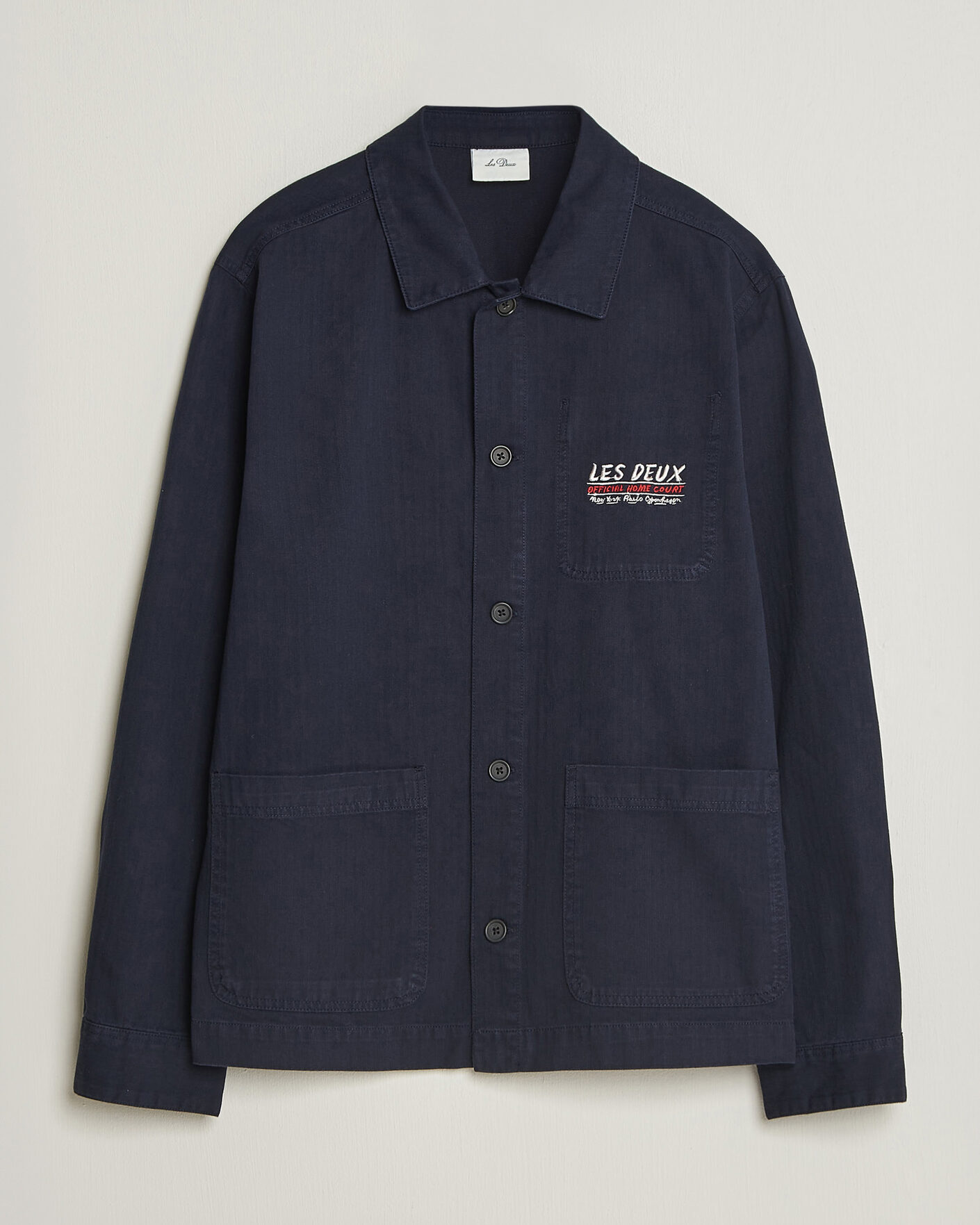 Hombres | Camisas | LES DEUX | Herringbone Artist Overshirt Dark Navy