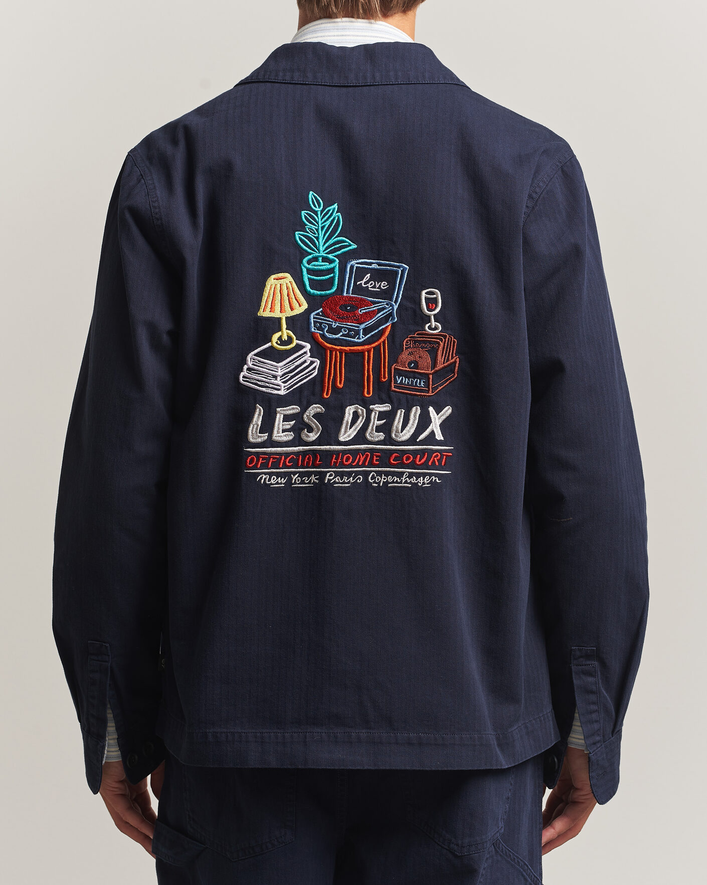 Hombres | Camisas | LES DEUX | Herringbone Artist Overshirt Dark Navy