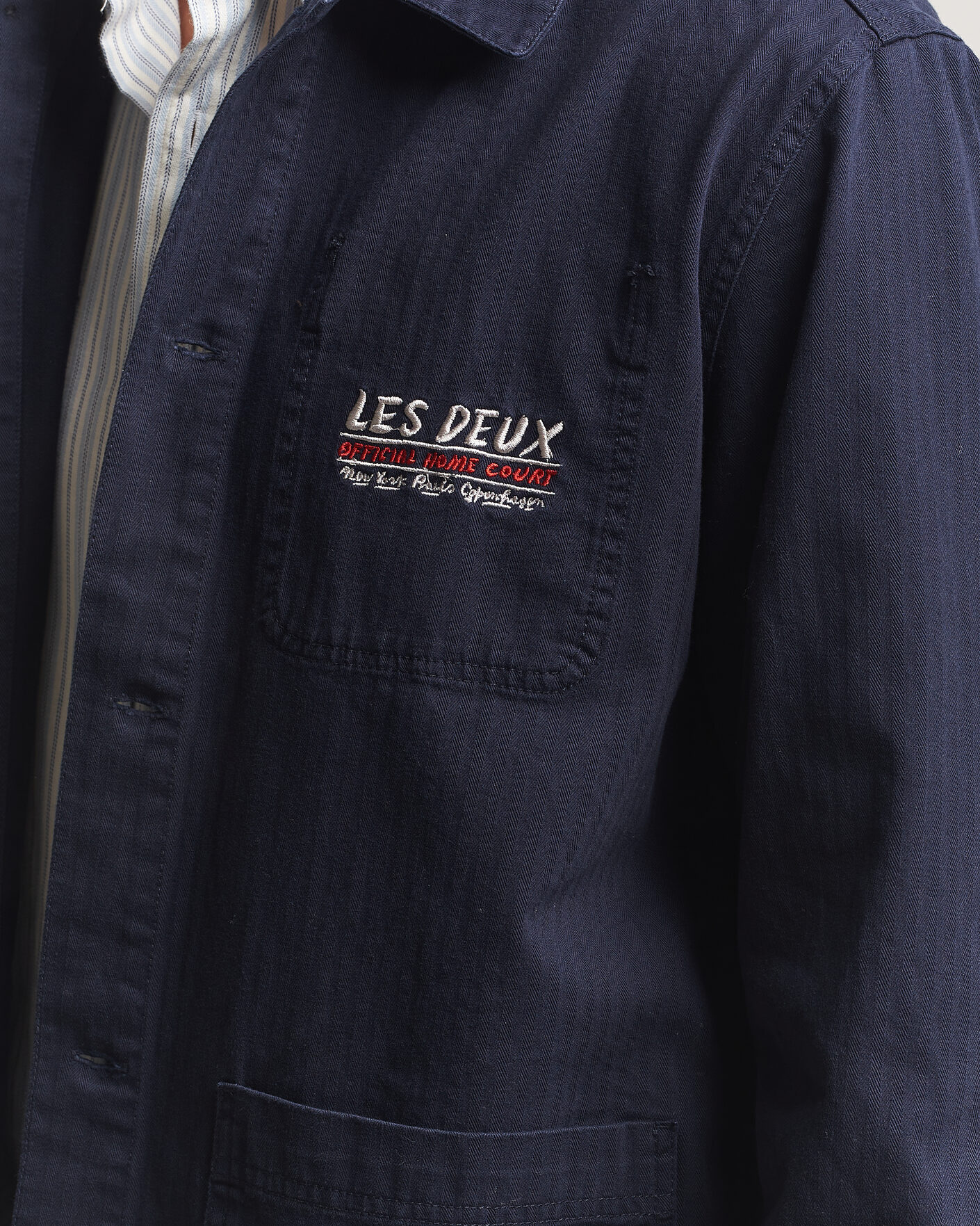 Hombres | Camisas | LES DEUX | Herringbone Artist Overshirt Dark Navy