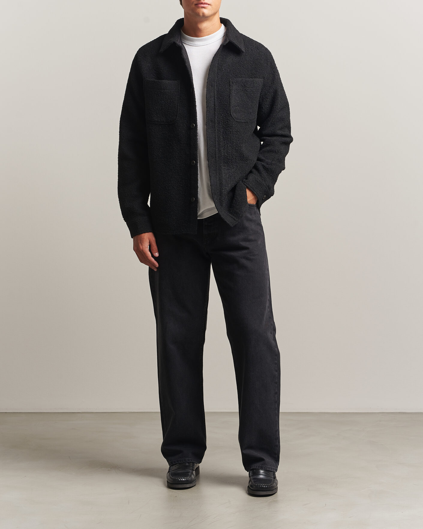 Hombres | Camisas | LES DEUX | Boucle Overshirt Black
