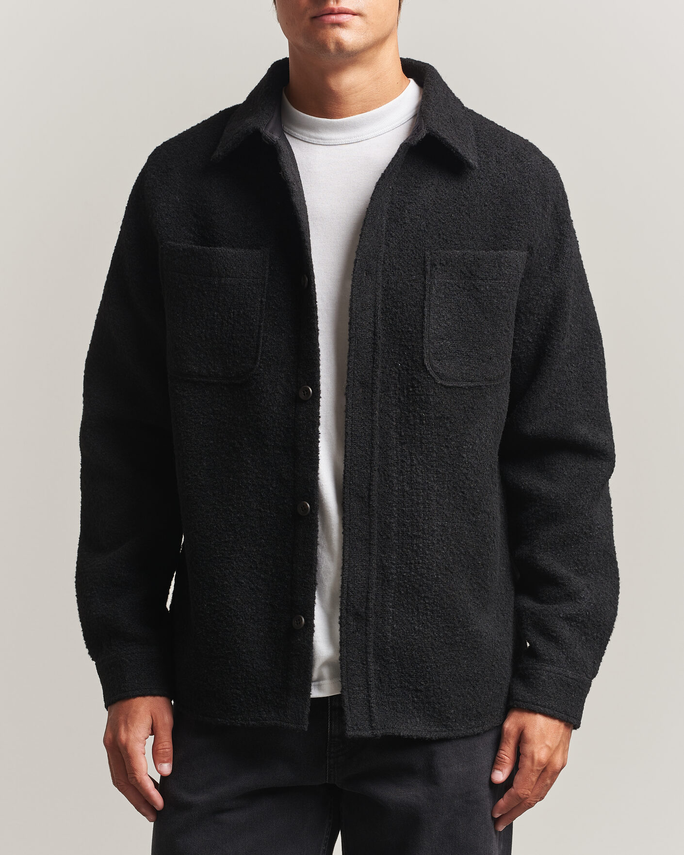 Hombres | Camisas | LES DEUX | Boucle Overshirt Black
