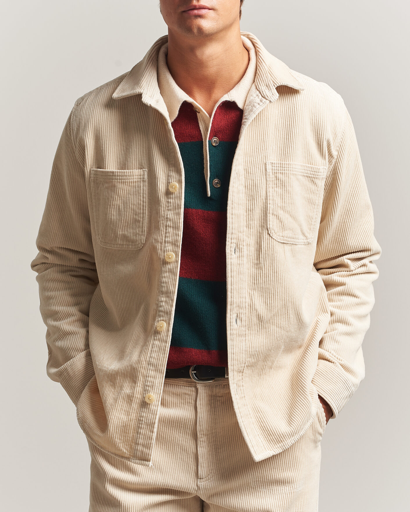 Hombres | Camisas | LES DEUX | Corduroy Overshirt Ivory