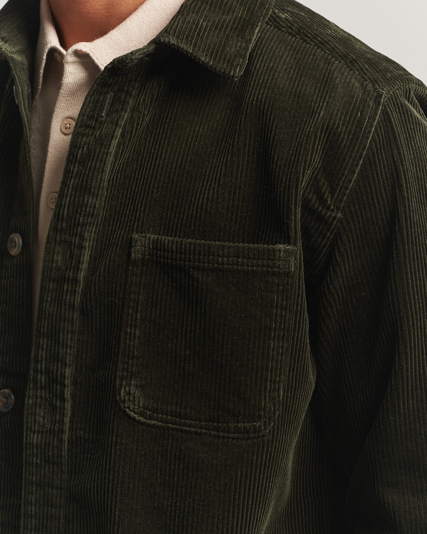Hombres | Camisas | LES DEUX | Corduroy Overshirt Rosin Green