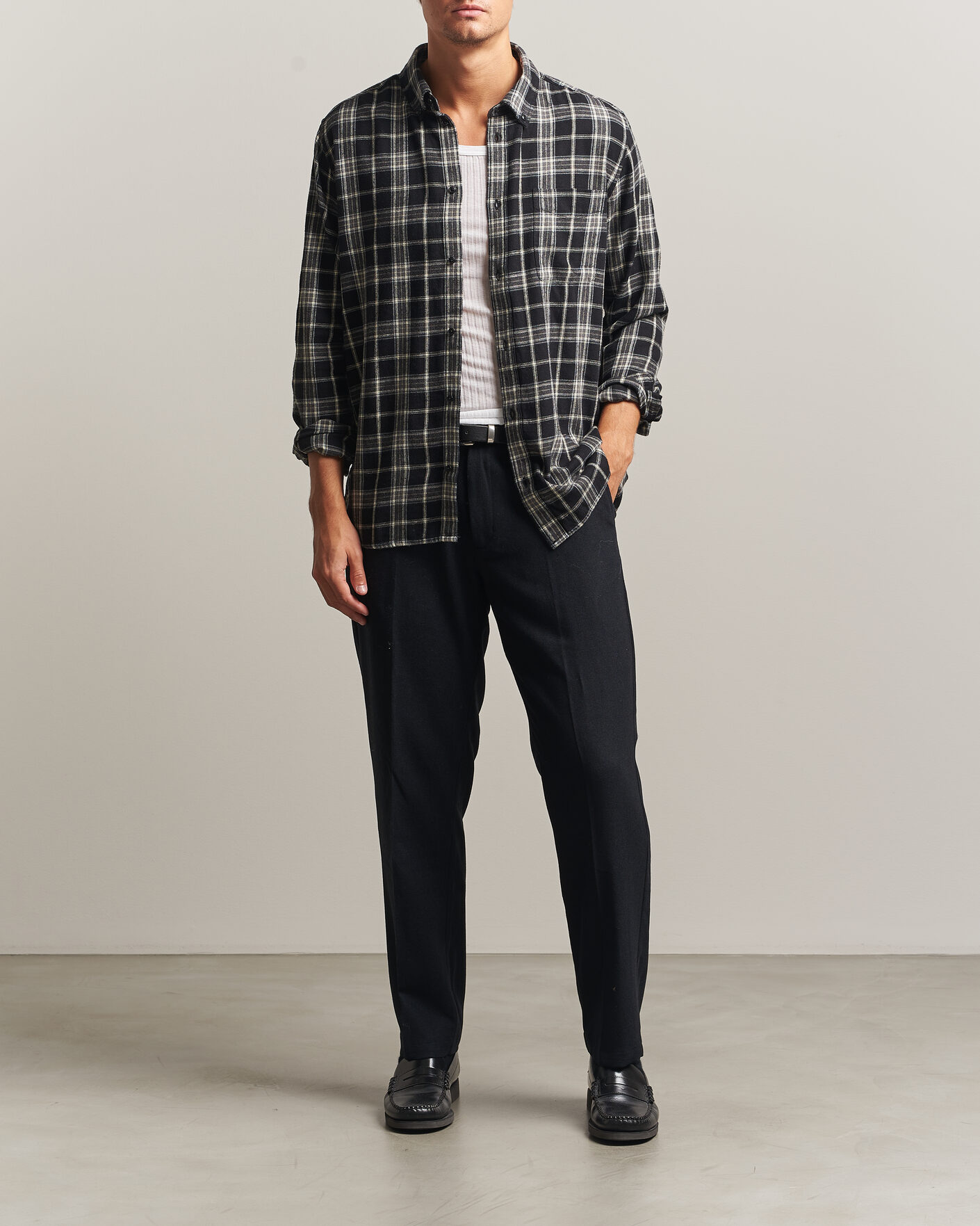 Hombres | Camisas | LES DEUX | Vintage Check Shirt Black
