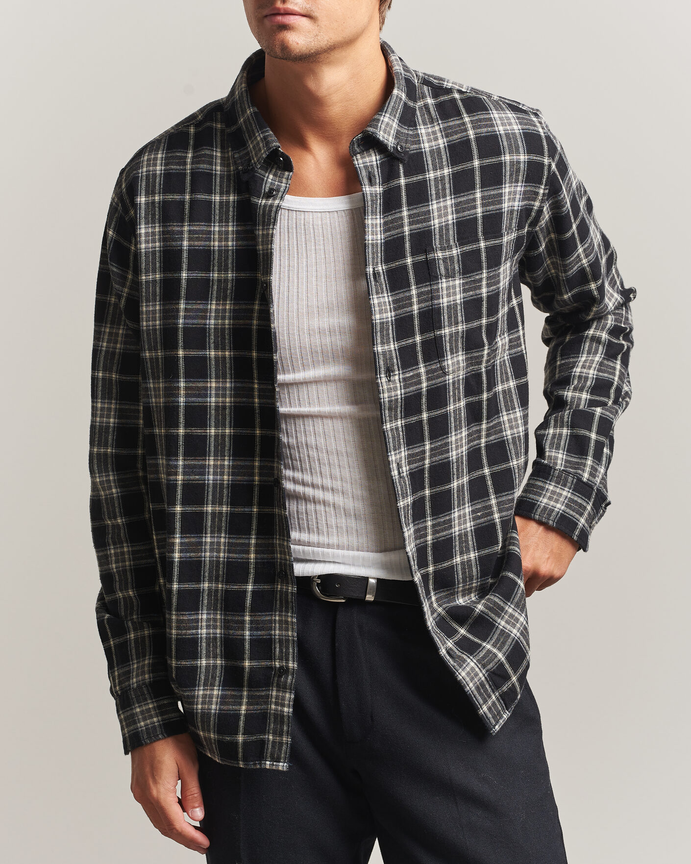 Hombres | Camisas | LES DEUX | Vintage Check Shirt Black