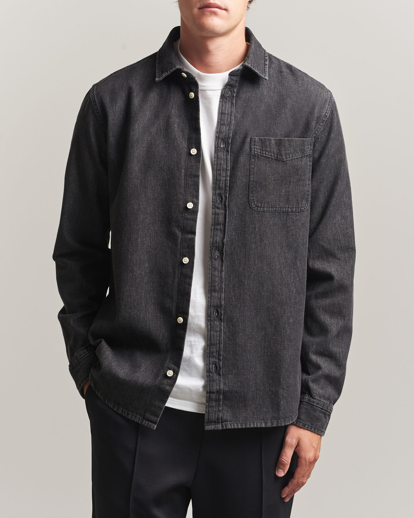 Hombres | Camisas | LES DEUX | Denim Shirt Black Wash
