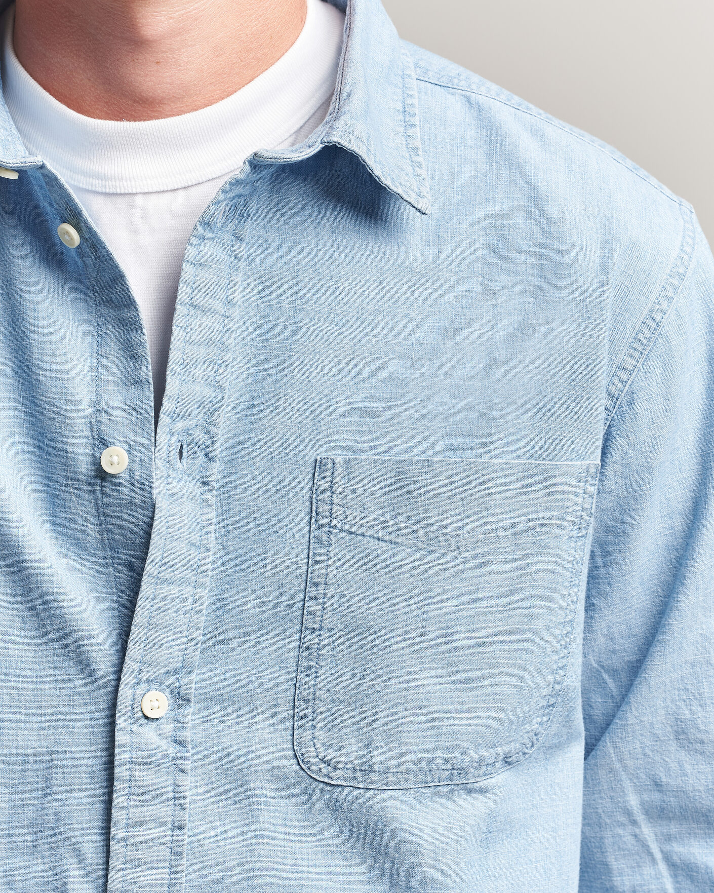 Hombres | Camisas | LES DEUX | Chambray Shirt Light Blue Wash