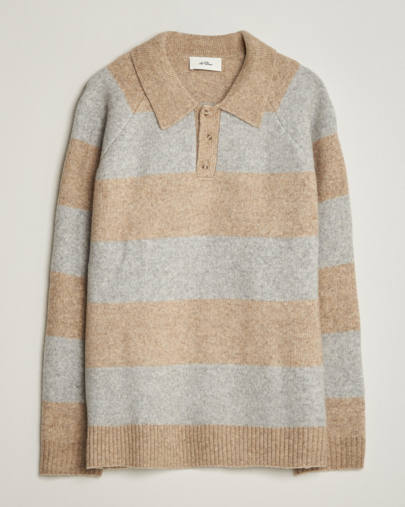 Hombres | Jerséis y prendas de punto | LES DEUX | Striped Melange Knit Polo Light Sand Melange